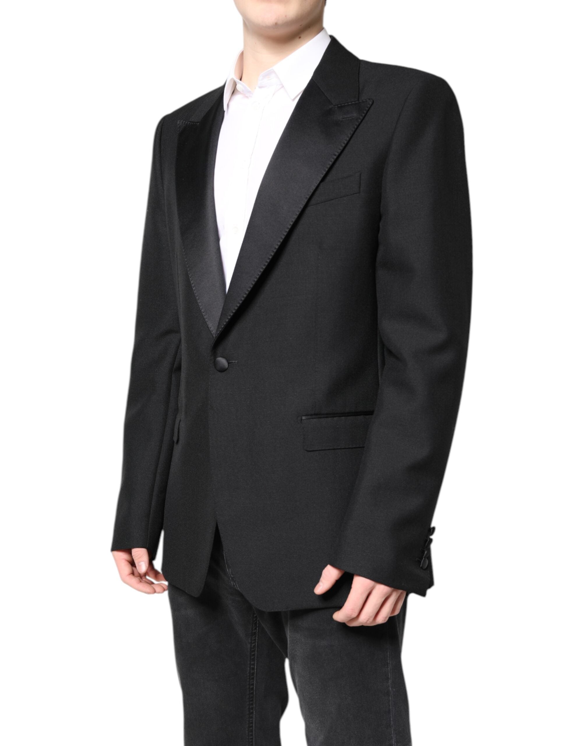 Dolce & Gabbana – Einreihiger Blazer aus schwarzer Wolle
