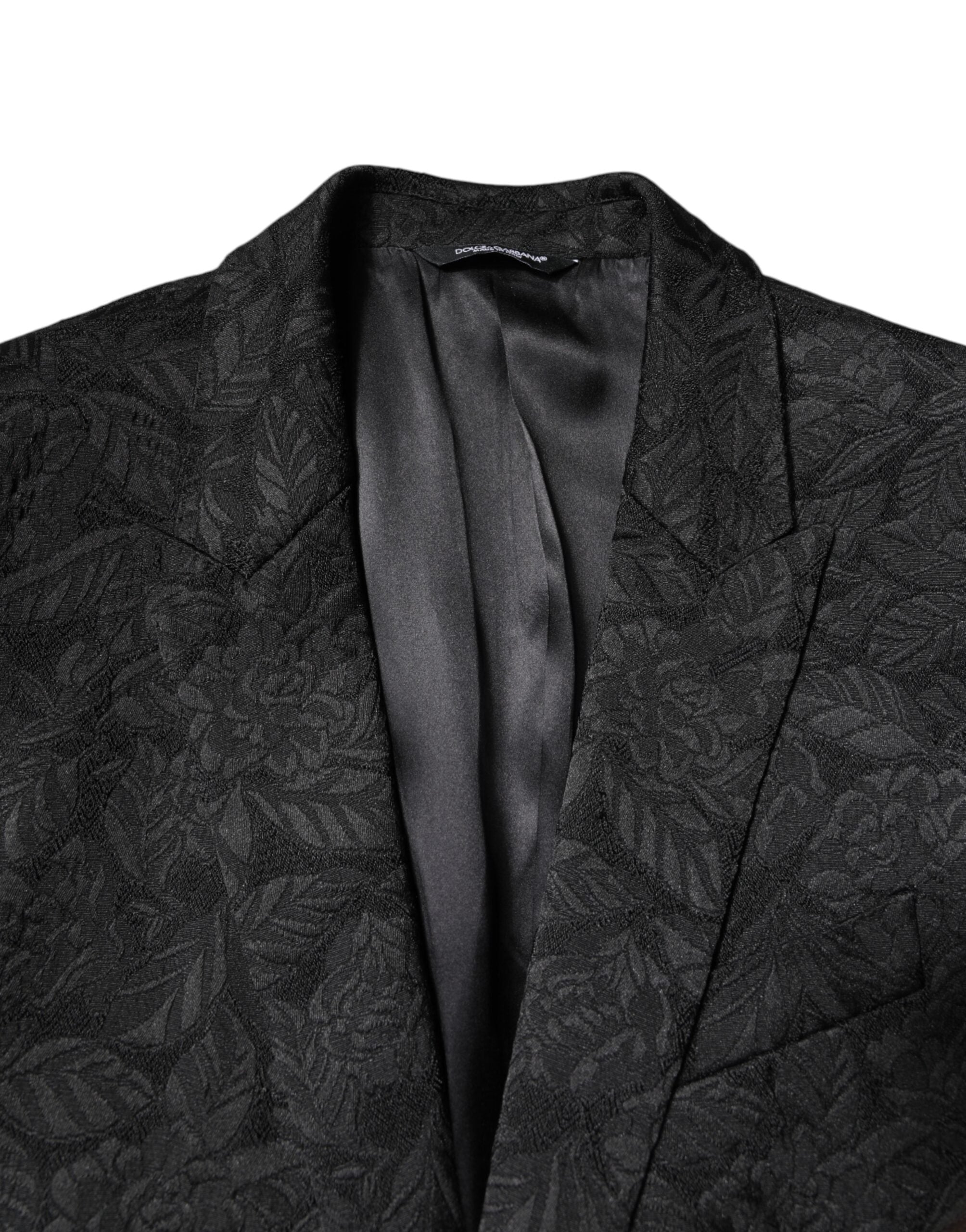 Dolce & Gabbana Schwarzer MARTINI Einreihiger Brokat-Blazer