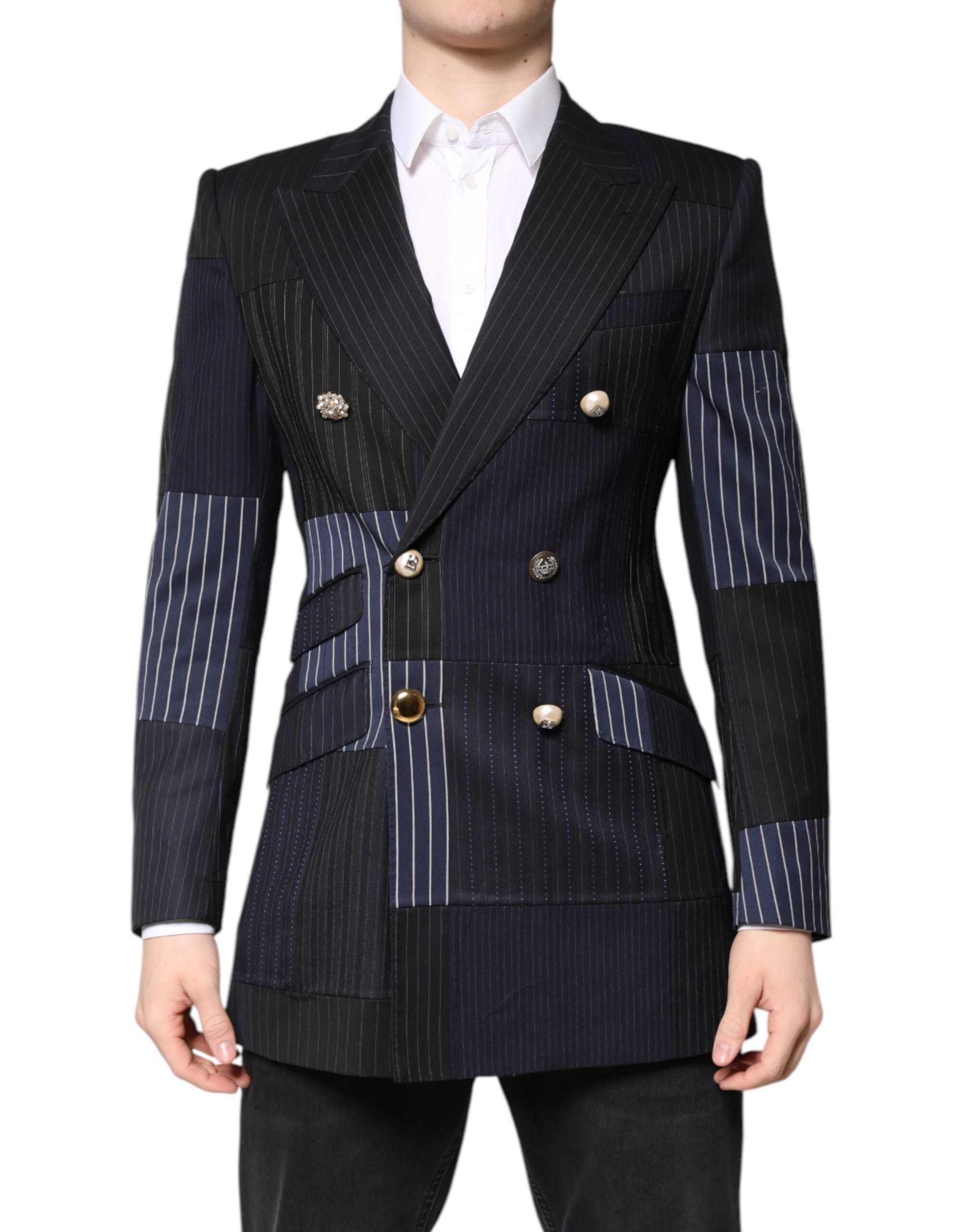 Dolce & Gabbana Mehrfarbiger Patchwork-Jackenmantel-Anzugblazer