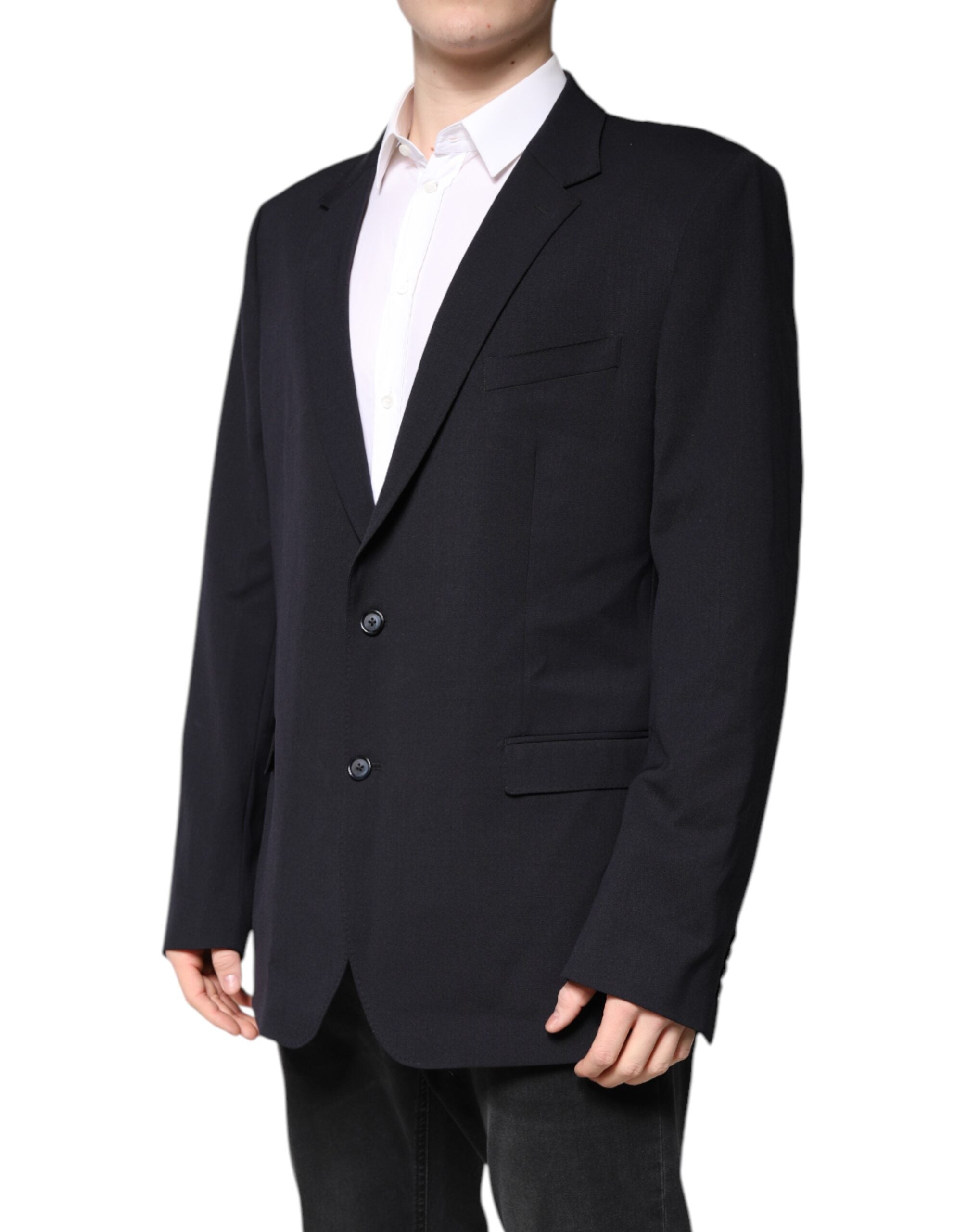 Dolce & Gabbana Dunkelblauer einreihiger Blazer aus Wolle