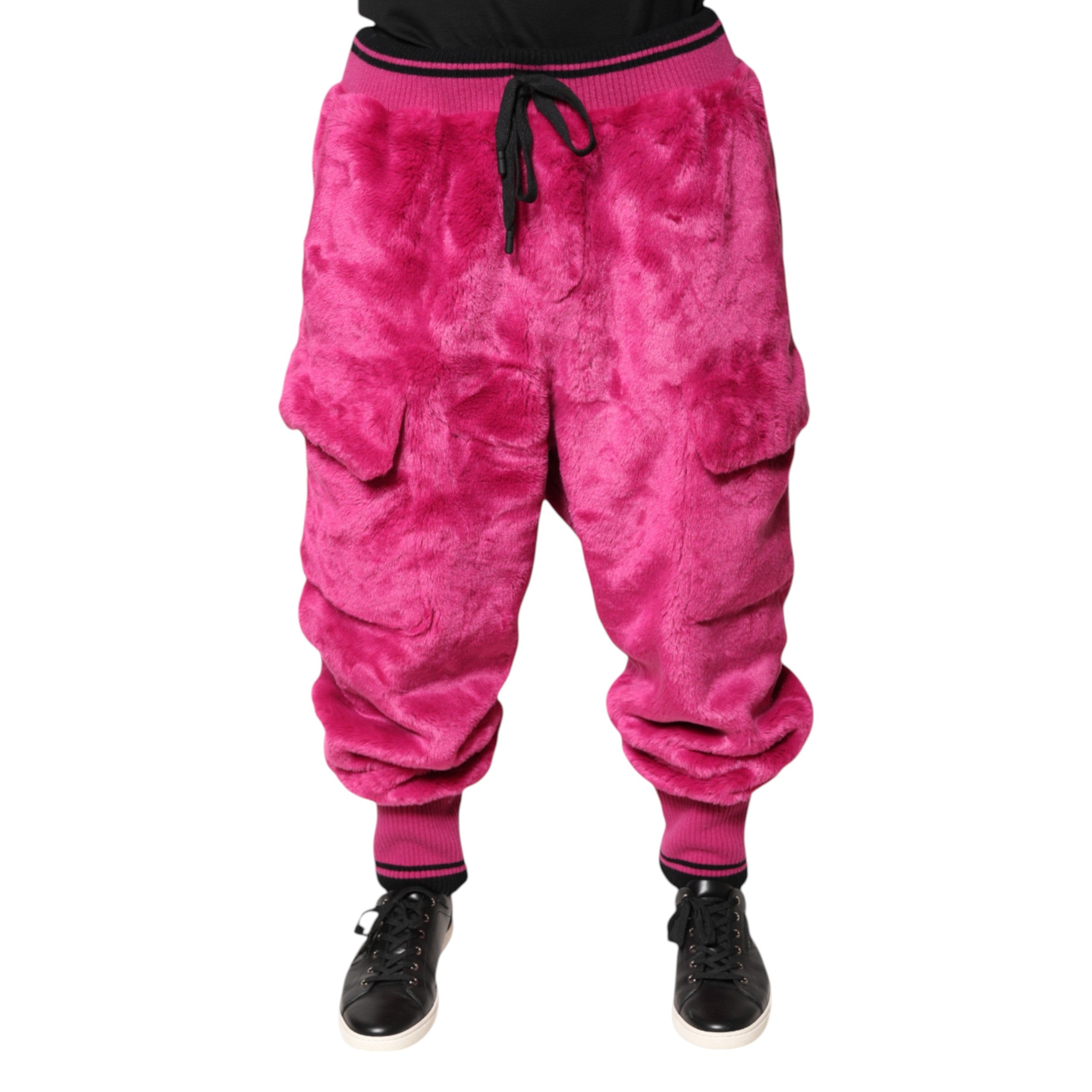 Pantaloni de trening cargo roz din acrilic Dolce & Gabbana