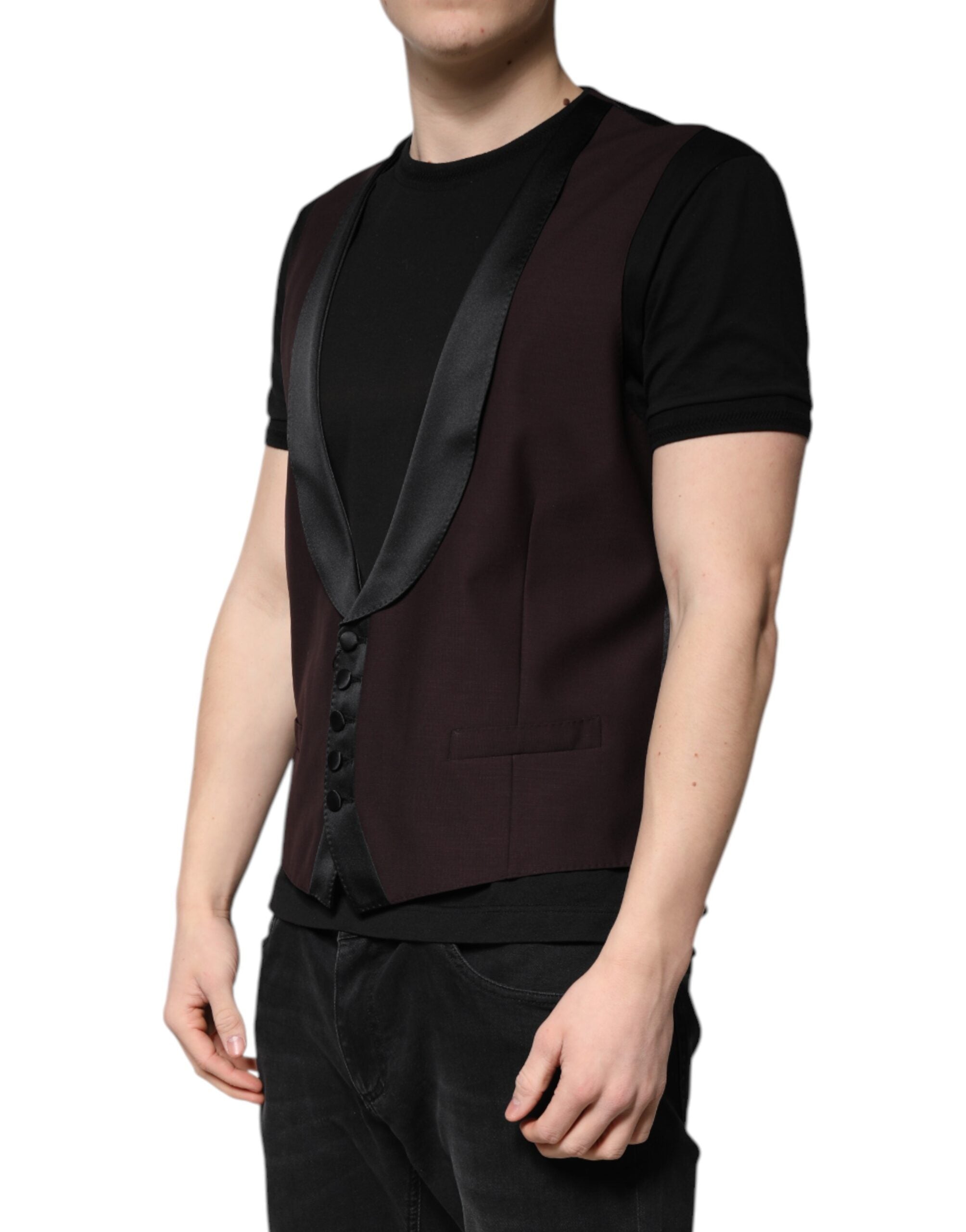 Dolce & Gabbana Kastanienbraune Weste aus Wolle, formelle Weste