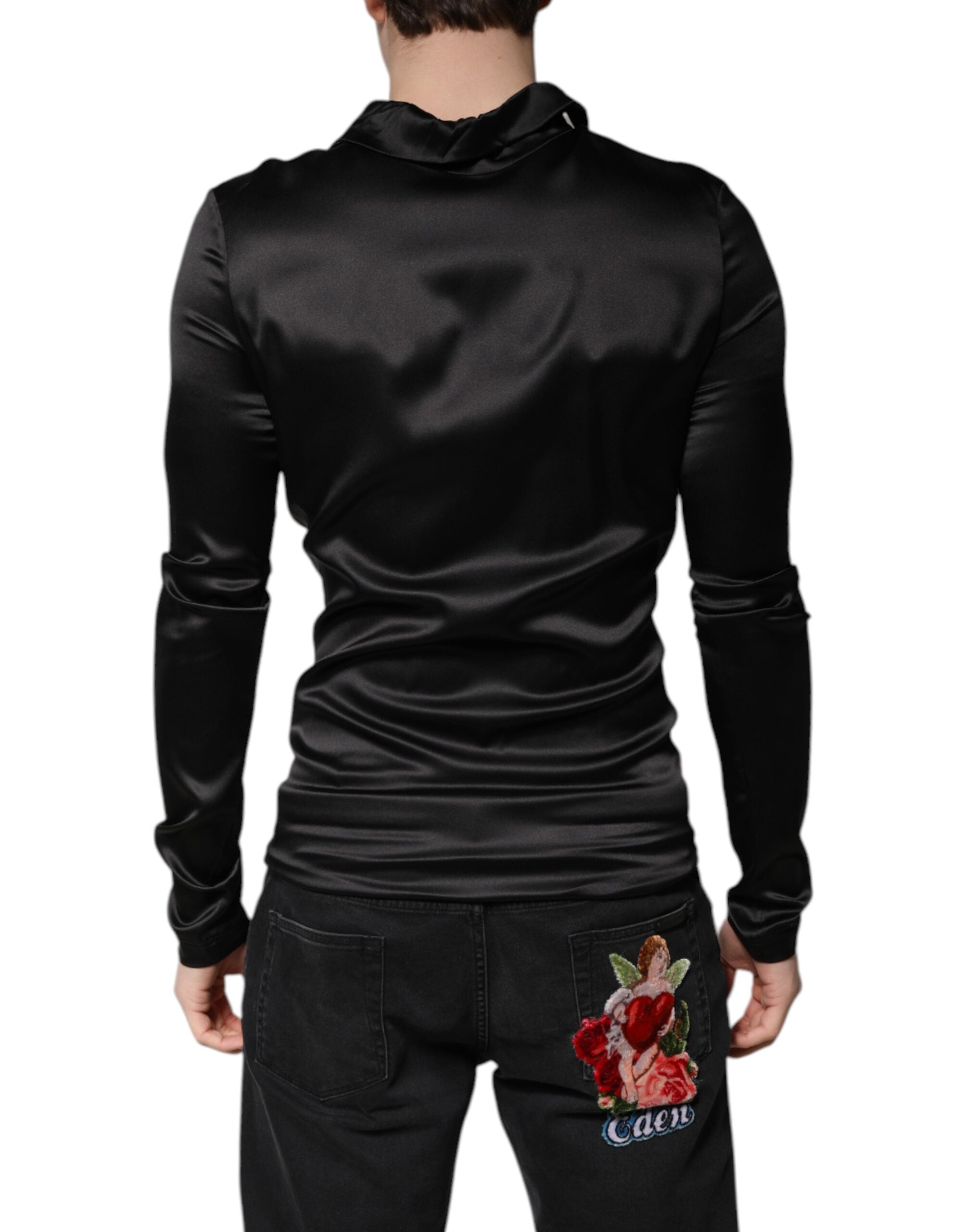 Dolce & Gabbana Schwarzer Rollkragenpullover aus Seide für Herren