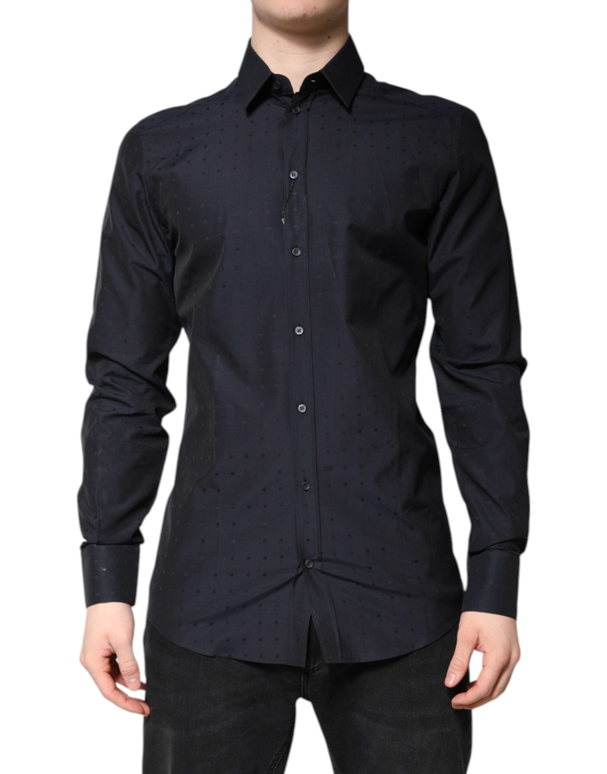 Dolce & Gabbana Schwarzes Baumwoll-GOLD-Herrenhemd