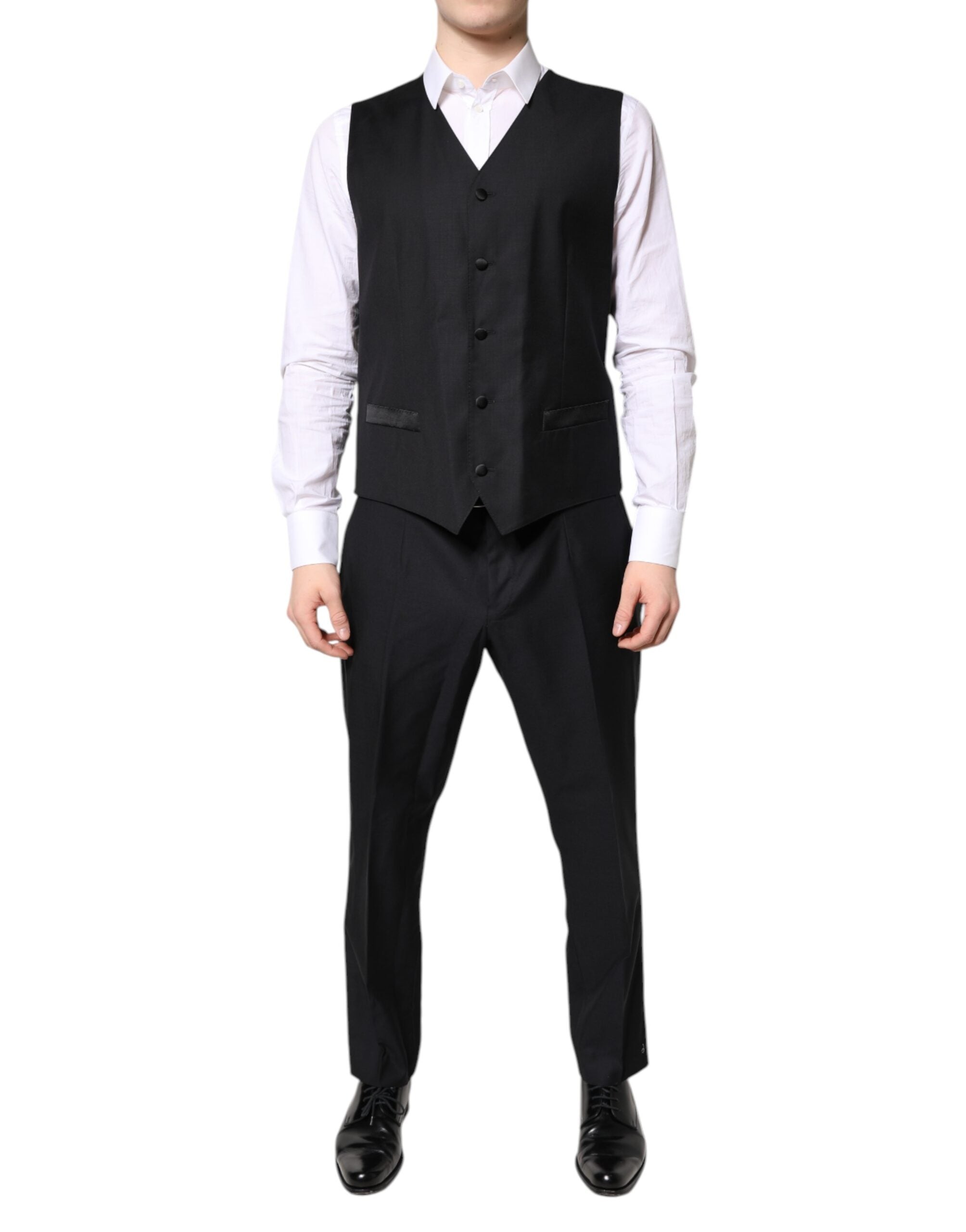 Dolce & Gabbana – Schwarzer, zweireihiger, formeller 3-teiliger Anzug