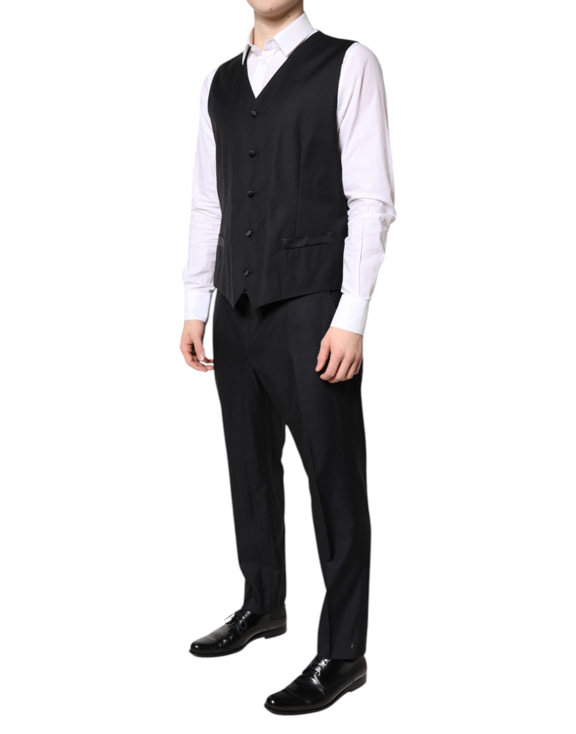 Dolce & Gabbana – Schwarzer, zweireihiger, formeller 3-teiliger Anzug
