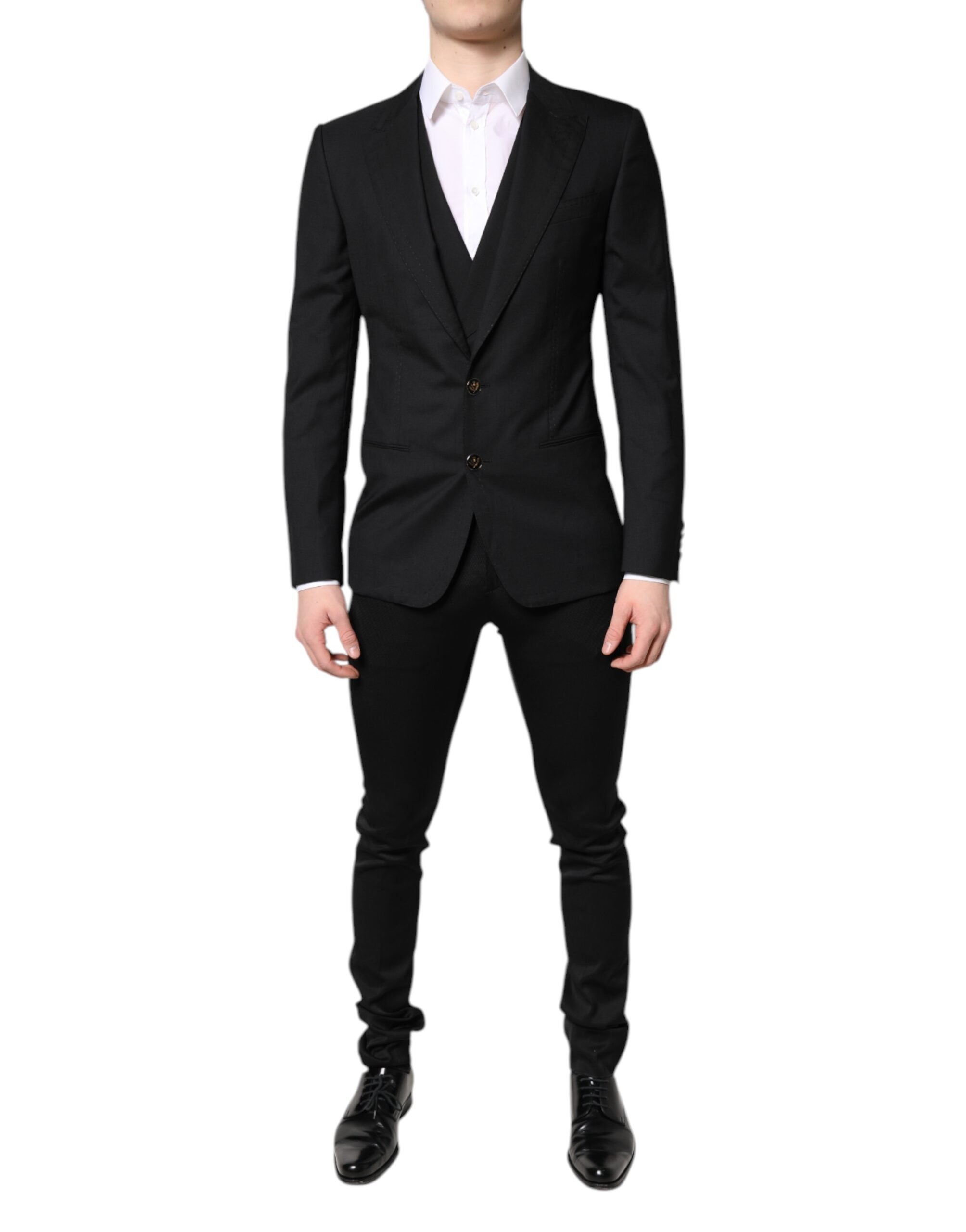 Sacou elegant negru cu un singur rând de nasturi și vestă Dolce & Gabbana