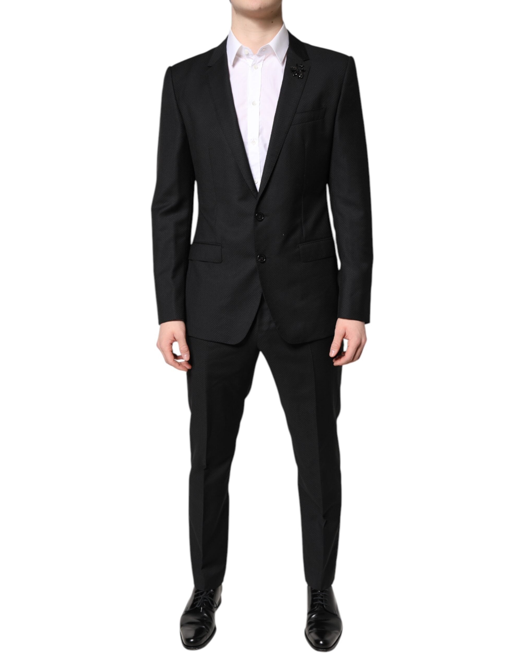 Costum Dolce & Gabbana negru din lână cu un singur rând de nasturi din două piese