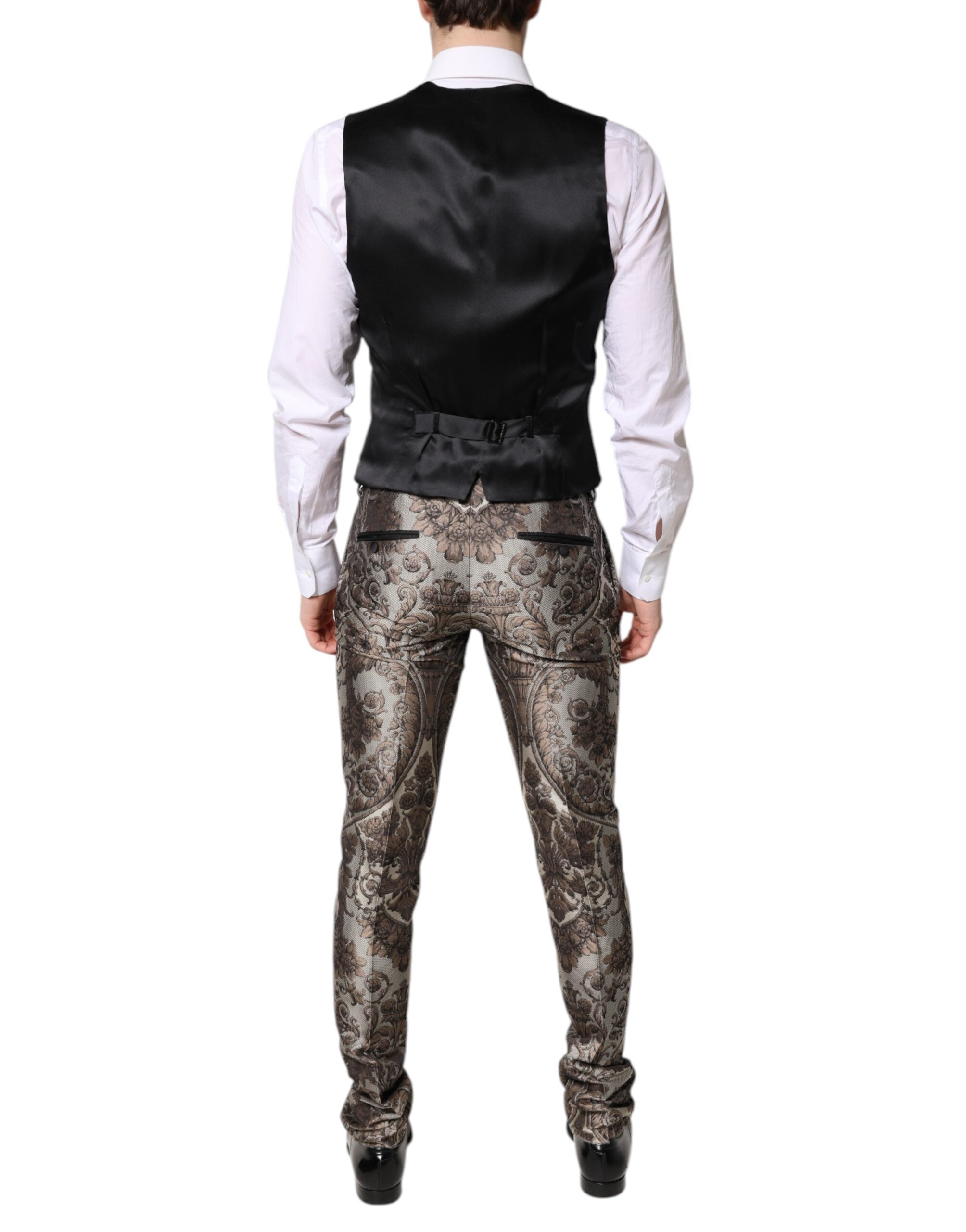 Dolce & Gabbana – Mehrfarbiger, einreihiger, dreiteiliger Jacquard-Anzug