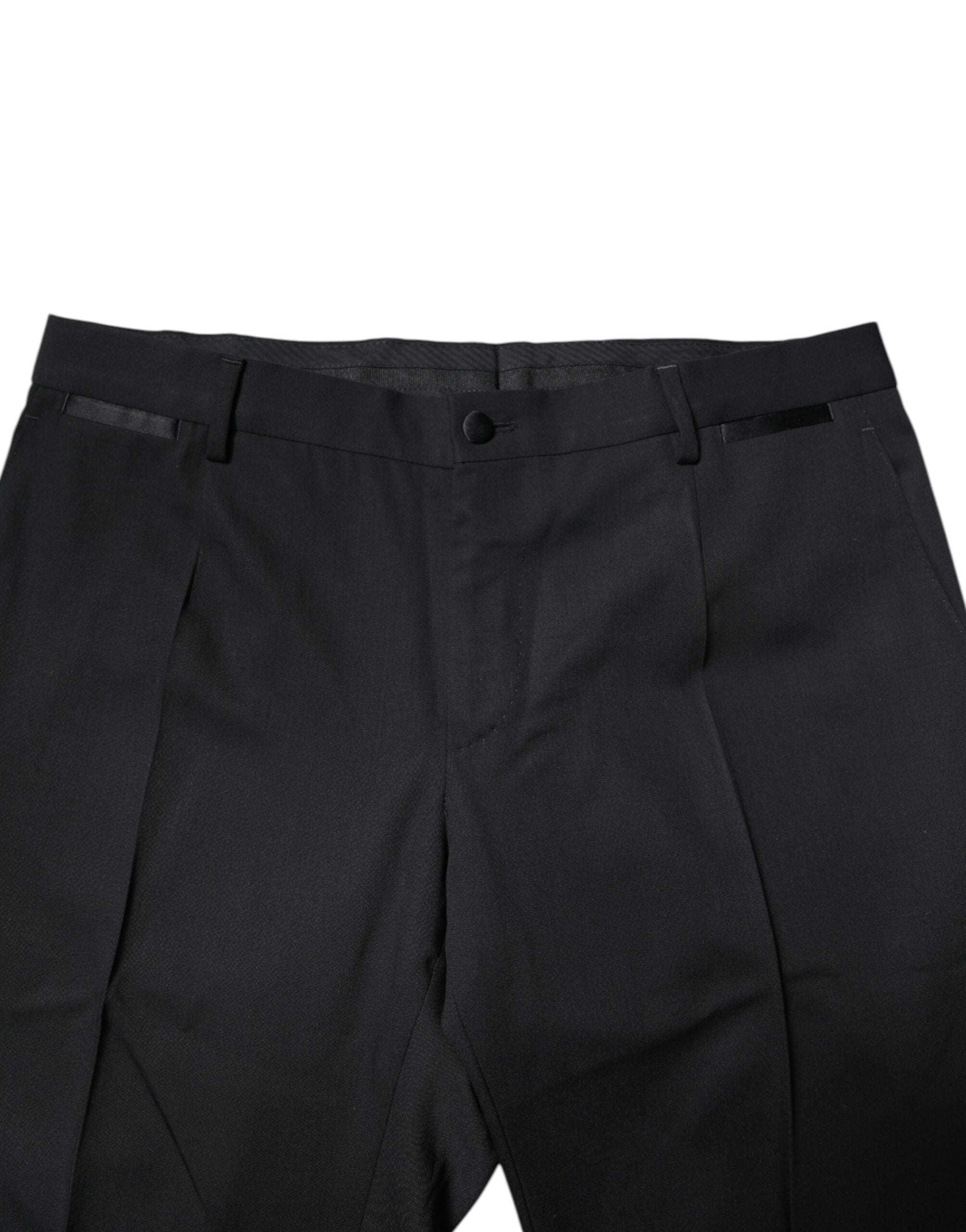 Dolce & Gabbana – Schwarzer, einreihiger, zweiteiliger Anzug aus Wolle