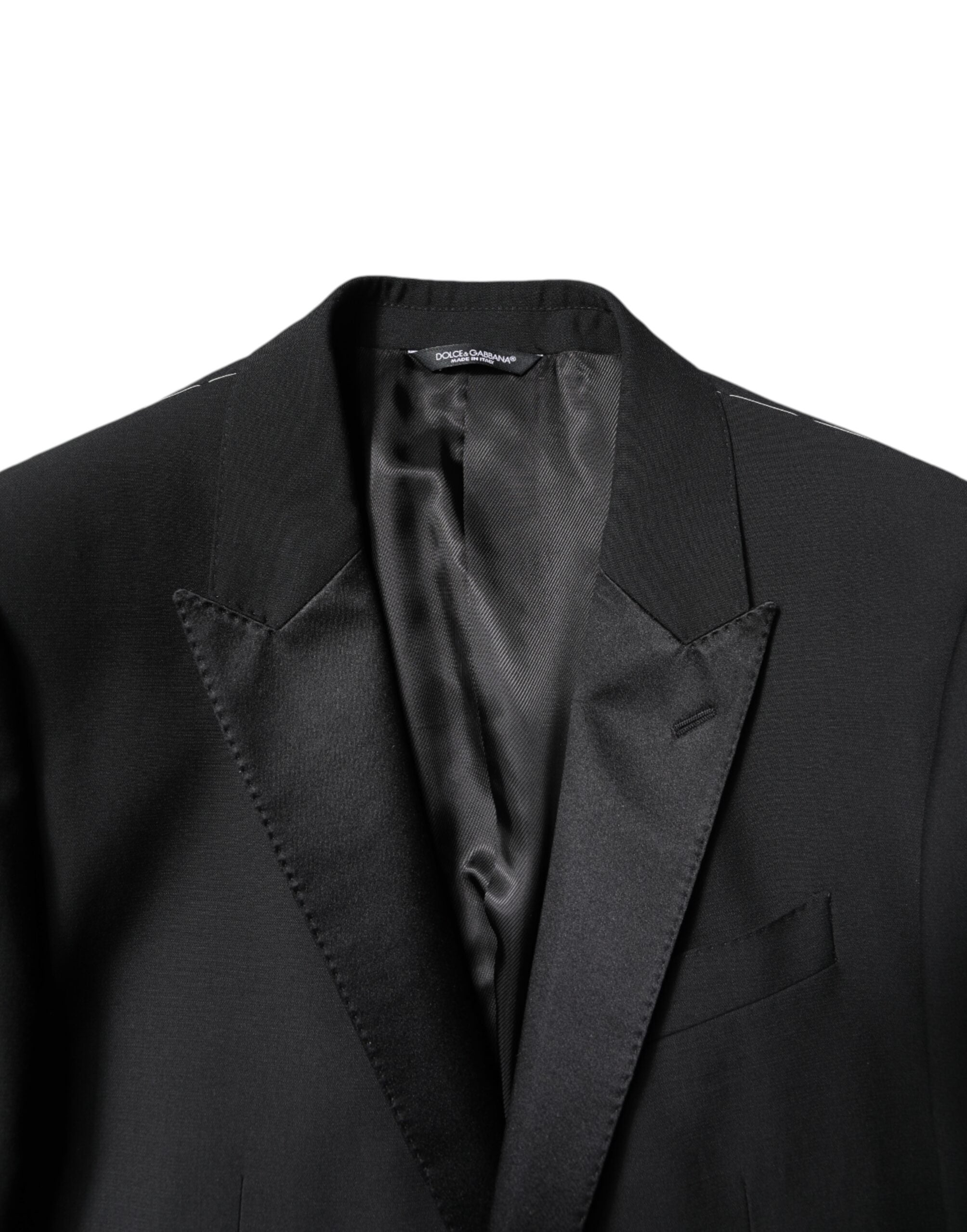 Dolce & Gabbana – Schwarzer, einreihiger, zweiteiliger Anzug aus Wolle