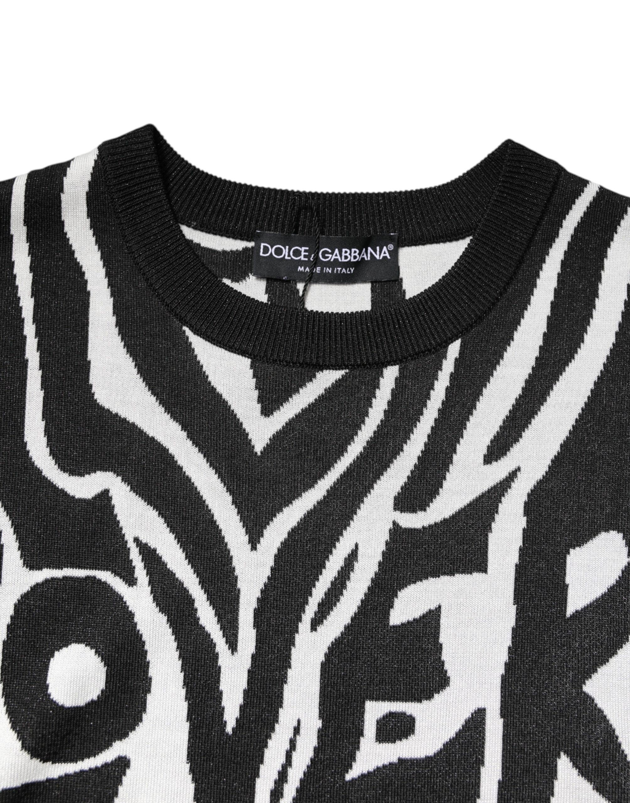 Dolce & Gabbana Schwarz-Weiß-Print Damen Pullover