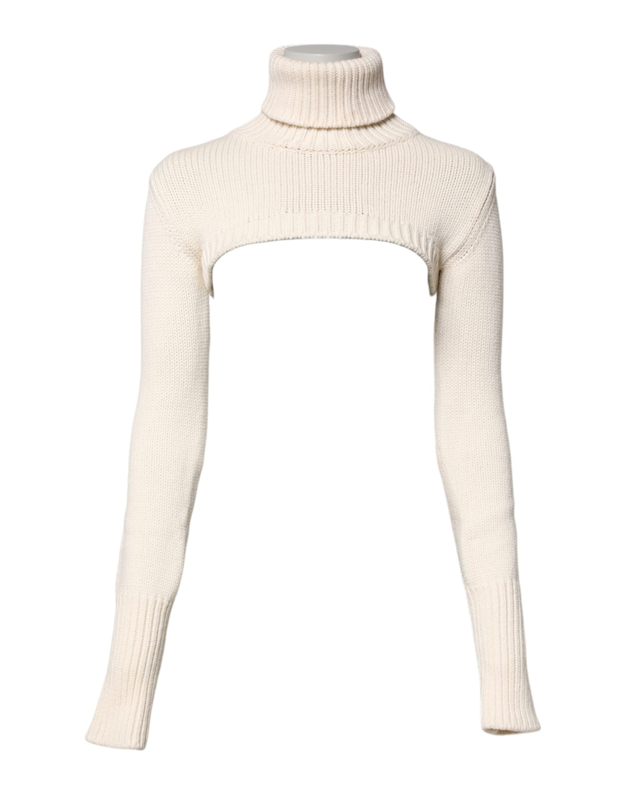 Dolce & Gabbana – Kurzer Rollkragenpullover aus Kaschmir in Elfenbein