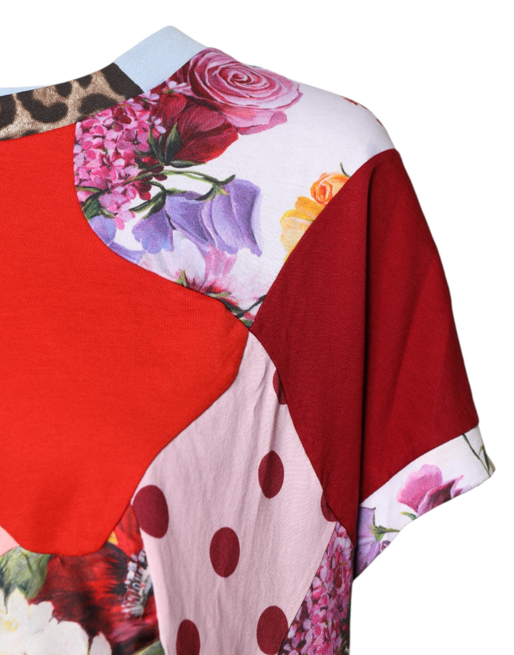 Dolce & Gabbana Mehrfarbiges Patchwork-Bluse-Top mit kurzen Ärmeln