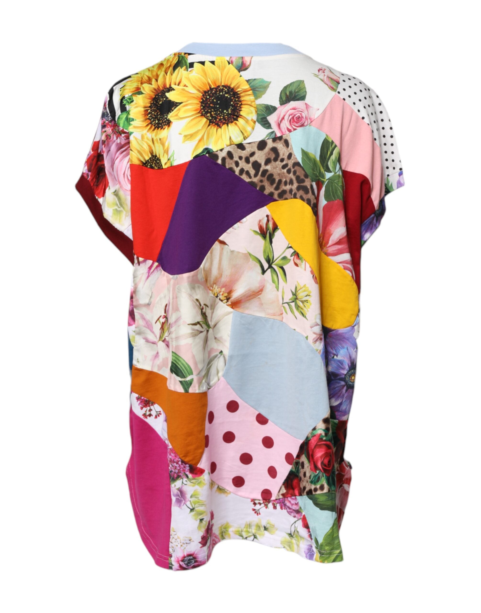 Dolce & Gabbana Mehrfarbiges Patchwork-Bluse-Top mit kurzen Ärmeln