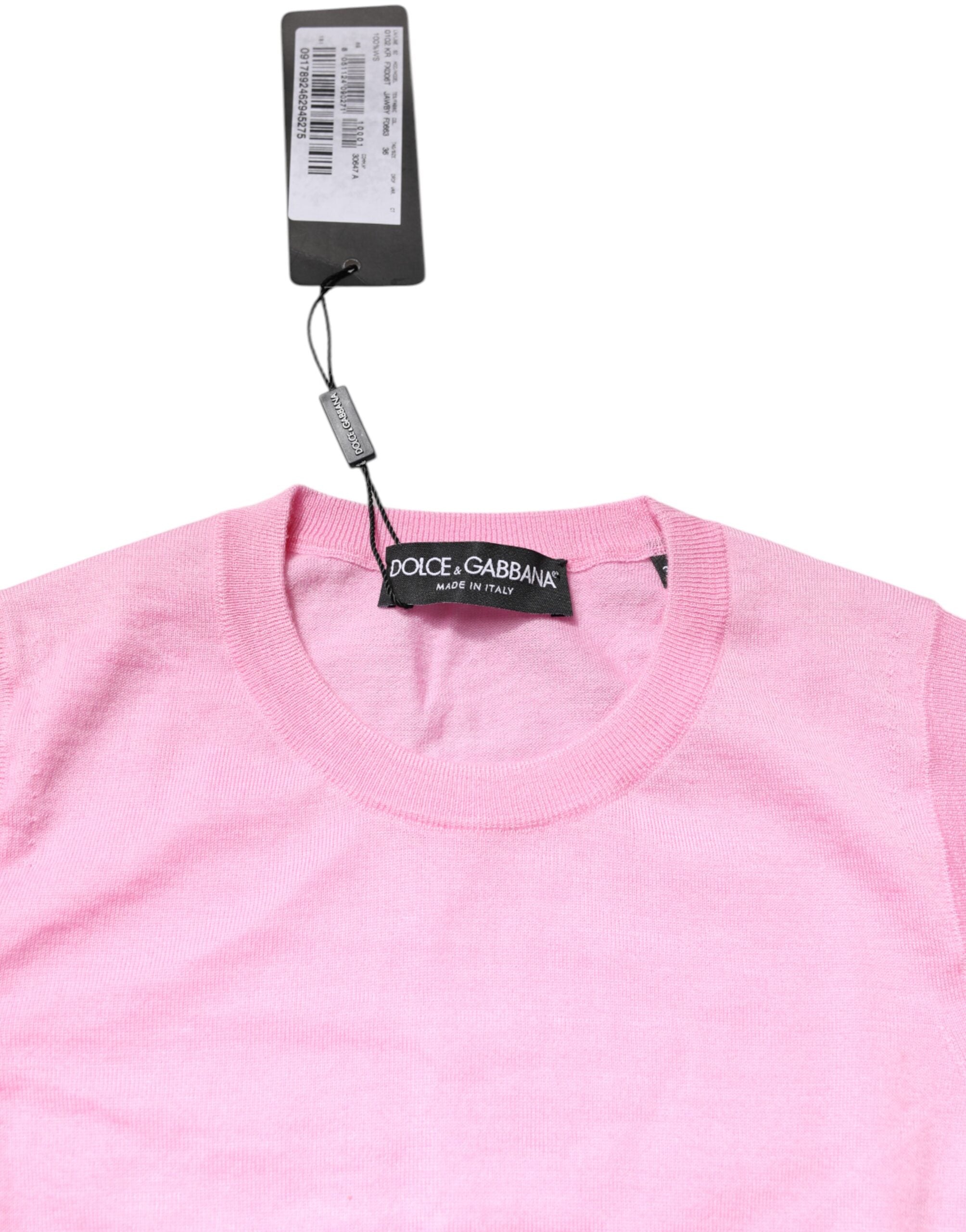 Dolce & Gabbana – Ärmelloses Tanktop aus Kaschmir mit Rundhalsausschnitt in Rosa