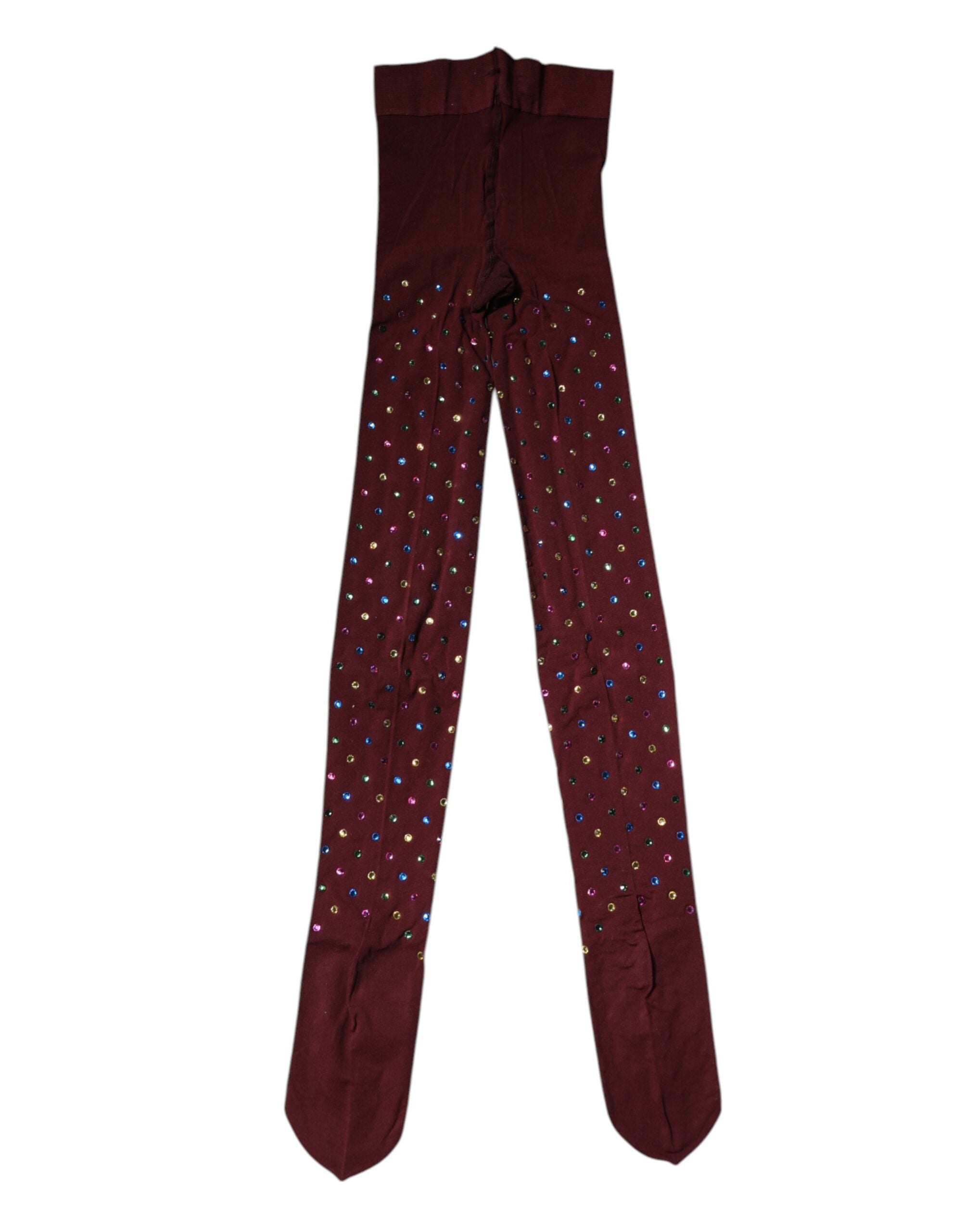 Dolce & Gabbana – Kastanienbraune Nylon-Strumpfhose mit Kristallverzierung