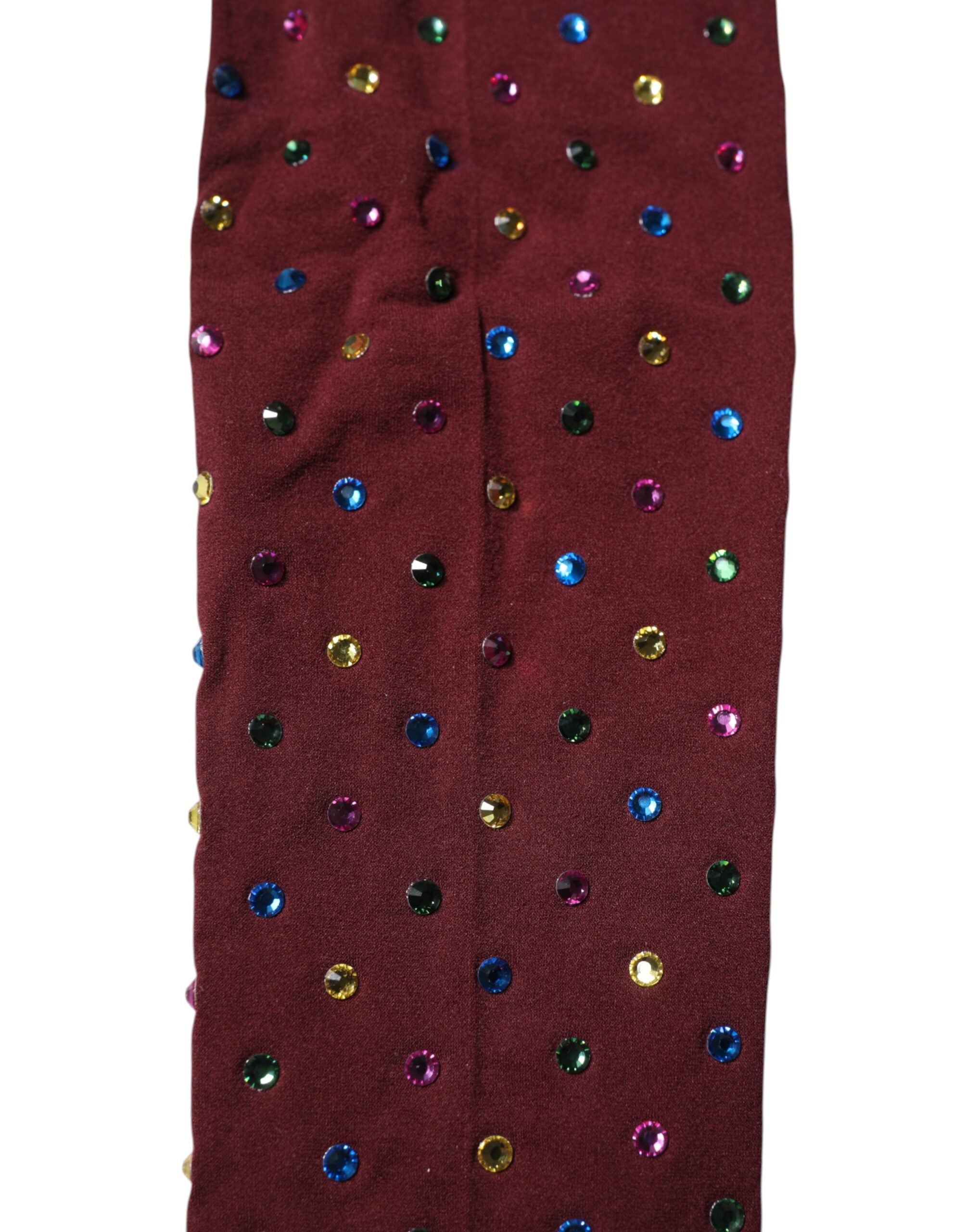 Dolce & Gabbana – Kastanienbraune Nylon-Strumpfhose mit Kristallverzierung