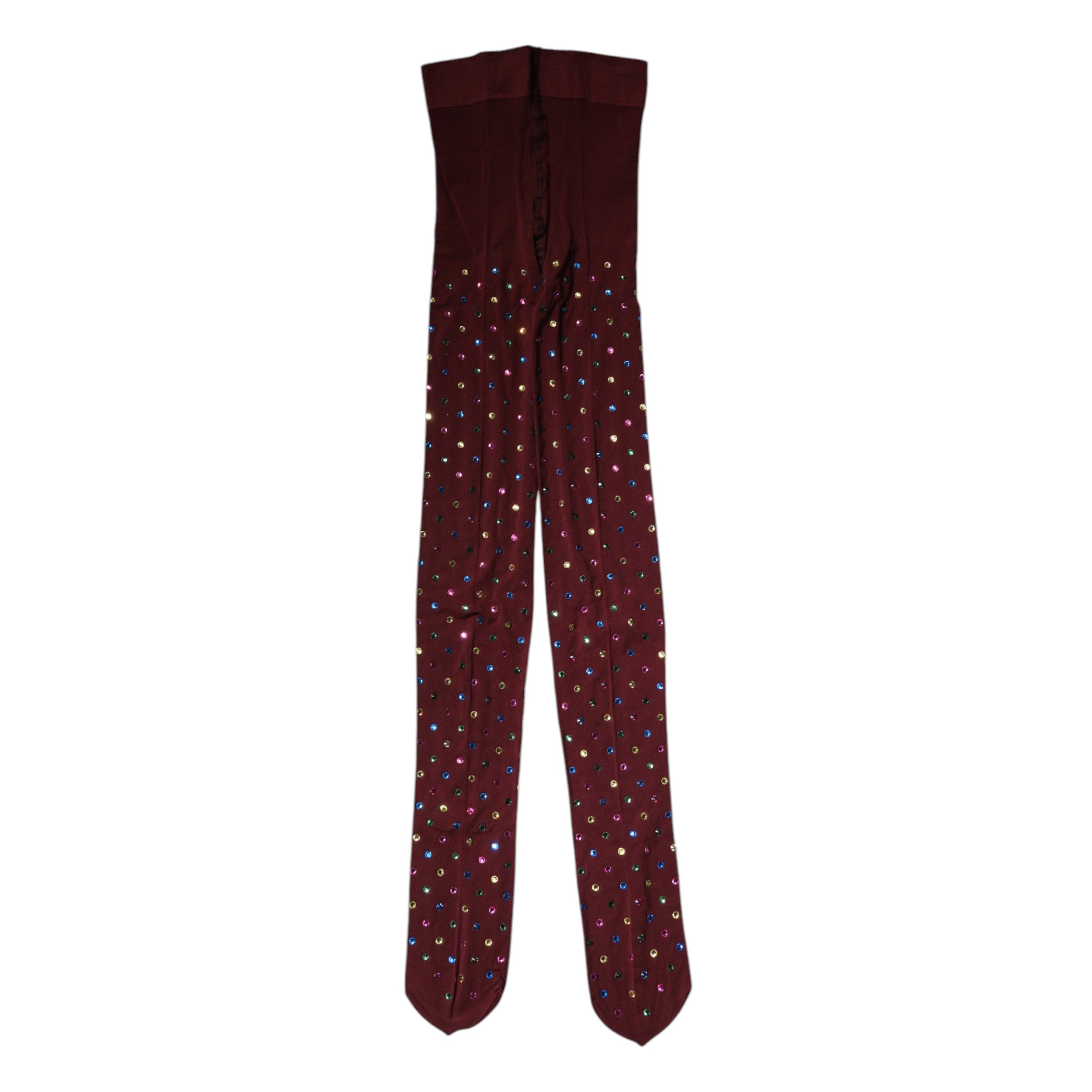 Dolce & Gabbana – Kastanienbraune Nylon-Strumpfhose mit Kristallverzierung