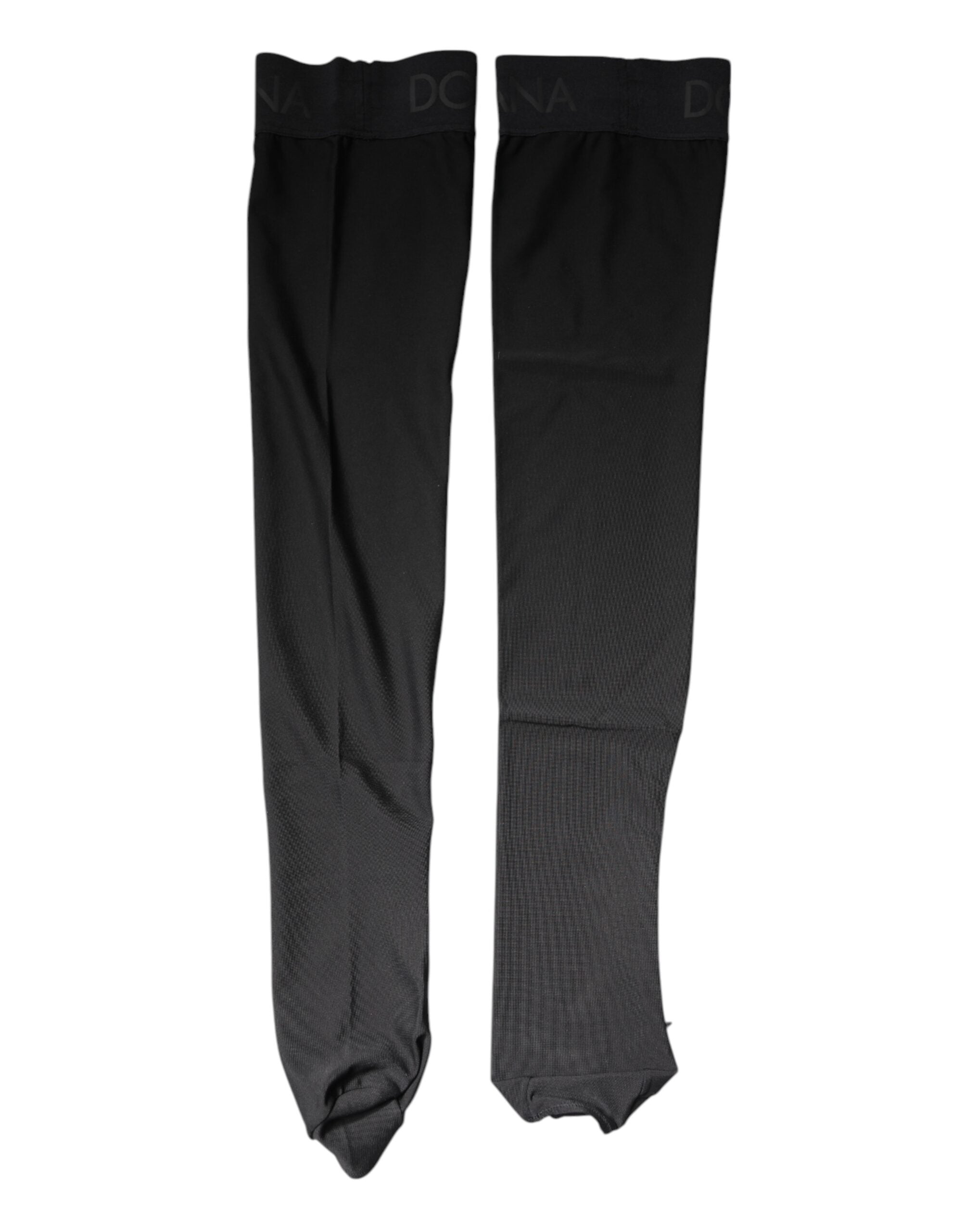 Dolce & Gabbana Schwarze Stretch-Strümpfe aus Viskose über der Wade