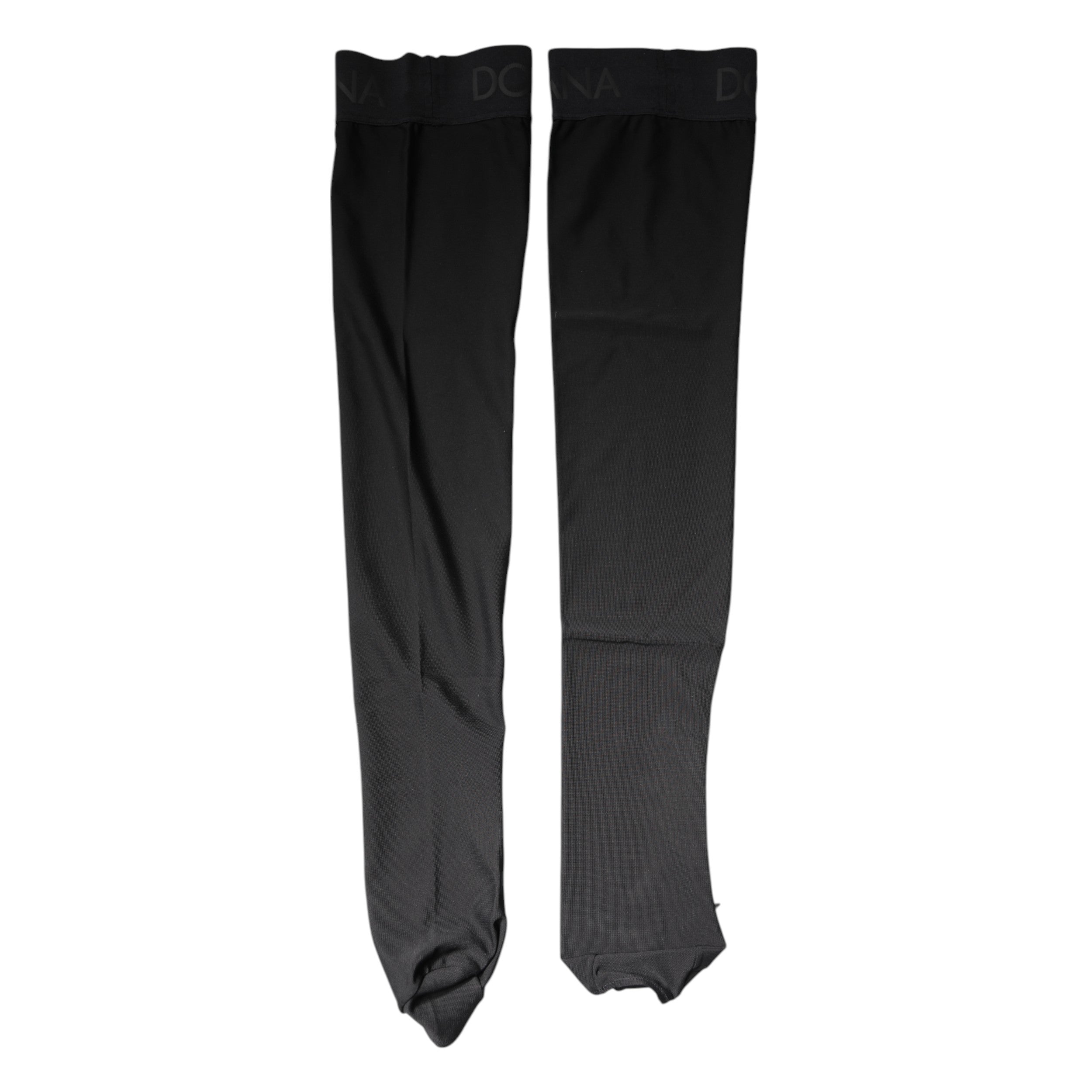 Dolce & Gabbana Schwarze Stretch-Strümpfe aus Viskose über der Wade
