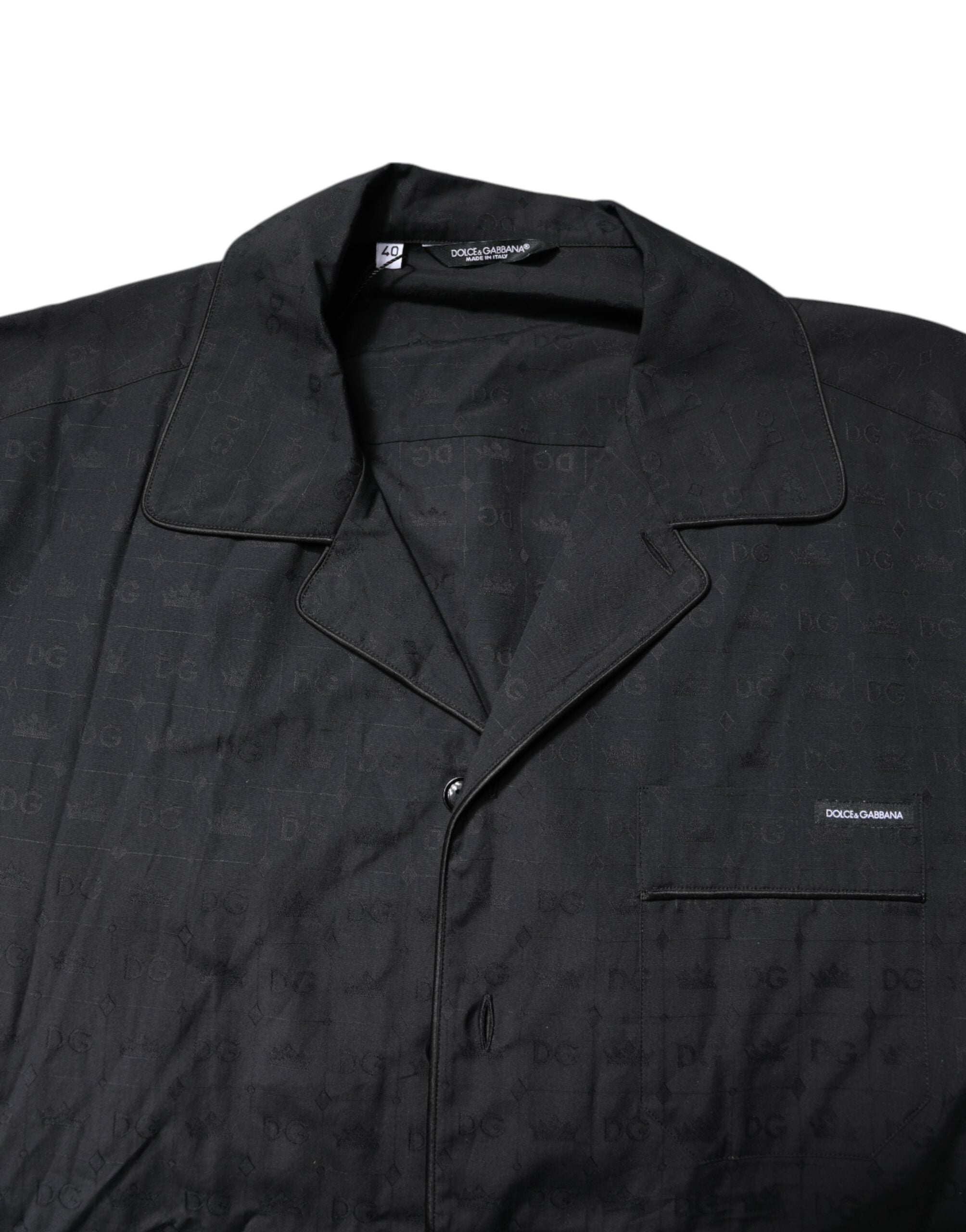 Dolce & Gabbana Herren-Pyjama-Set aus schwarzer Baumwolle, Nachtwäsche
