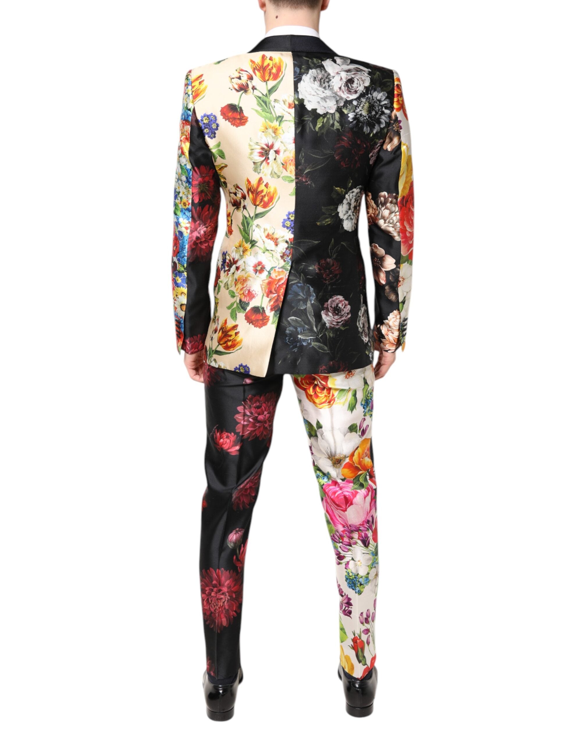 Dolce & Gabbana – Dreiteiliger Anzug „SICILIA“ aus Seide mit mehrfarbigem Blumenmuster