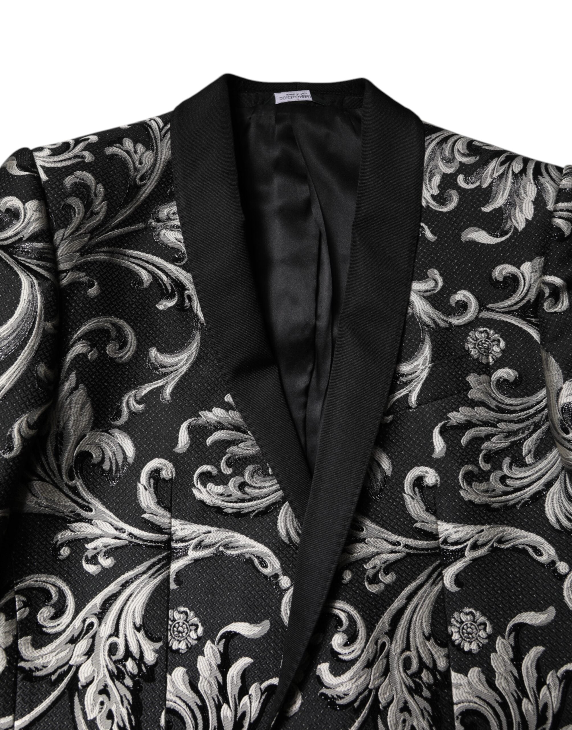 Dolce & Gabbana Schwarz-Grau MARTINI Jacquard Herren 3-teiliger Anzug