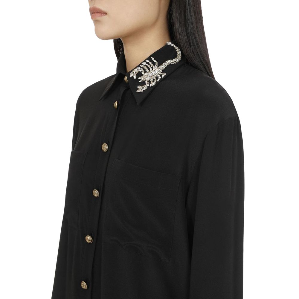 Cămașă Balmain neagră de mătase
