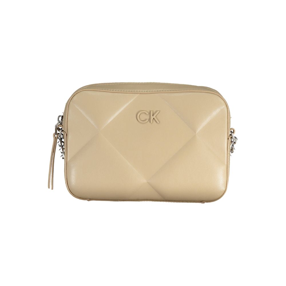 Geantă de mână Calvin Klein bej din poliester