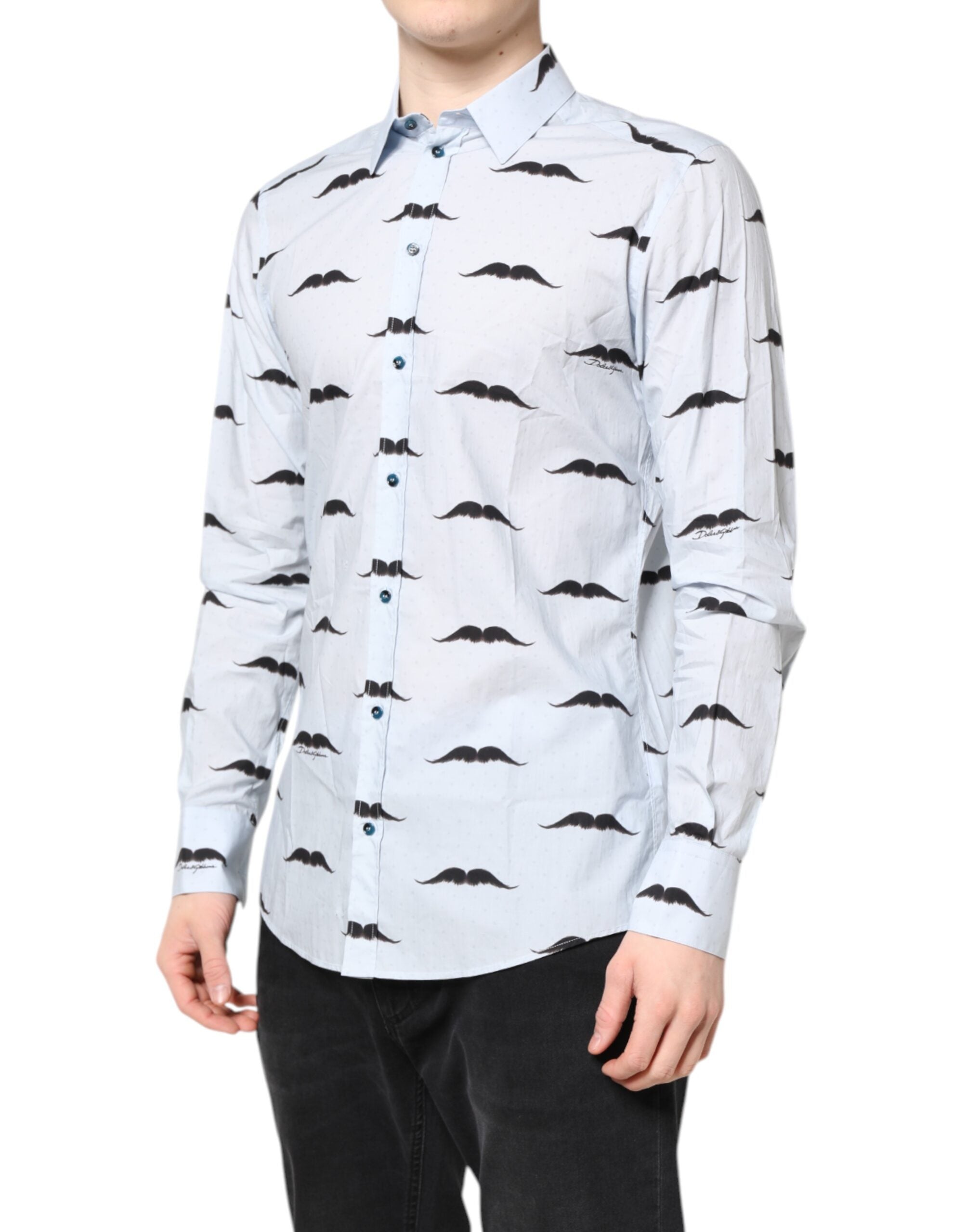 Dolce & Gabbana Hellblaues MARTINI-Hemd aus Baumwolle