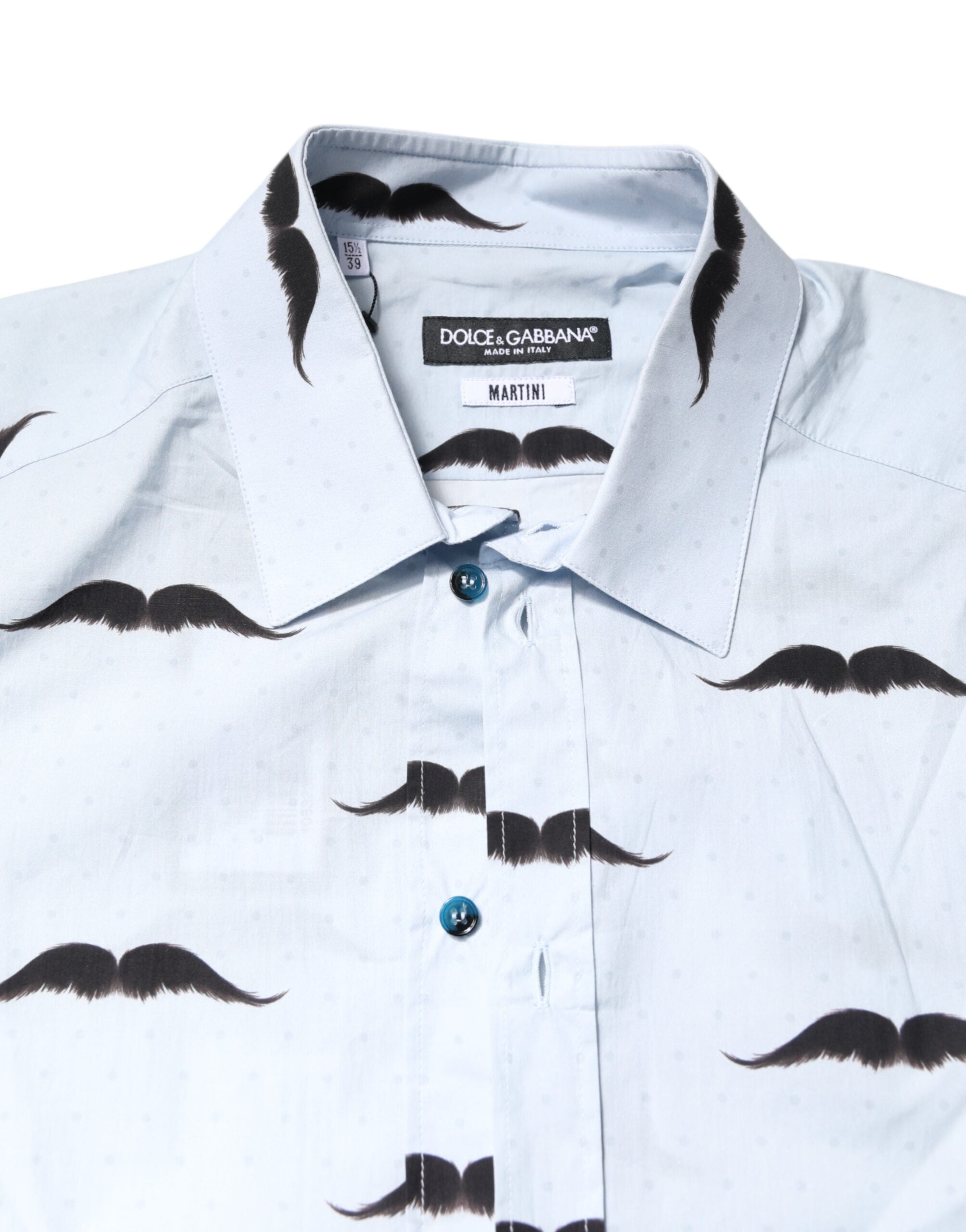 Dolce & Gabbana Hellblaues MARTINI-Hemd aus Baumwolle