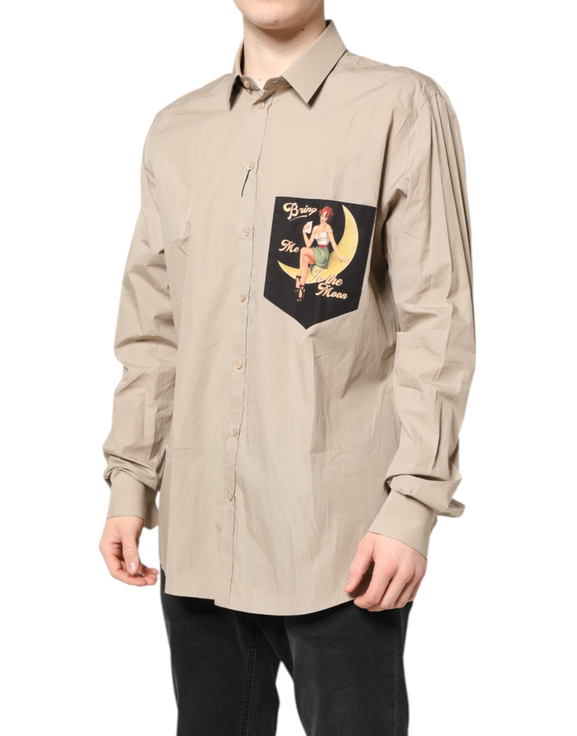 Dolce & Gabbana Tricou casual bej cu imprimeu Pin Up MARTINI pentru bărbați