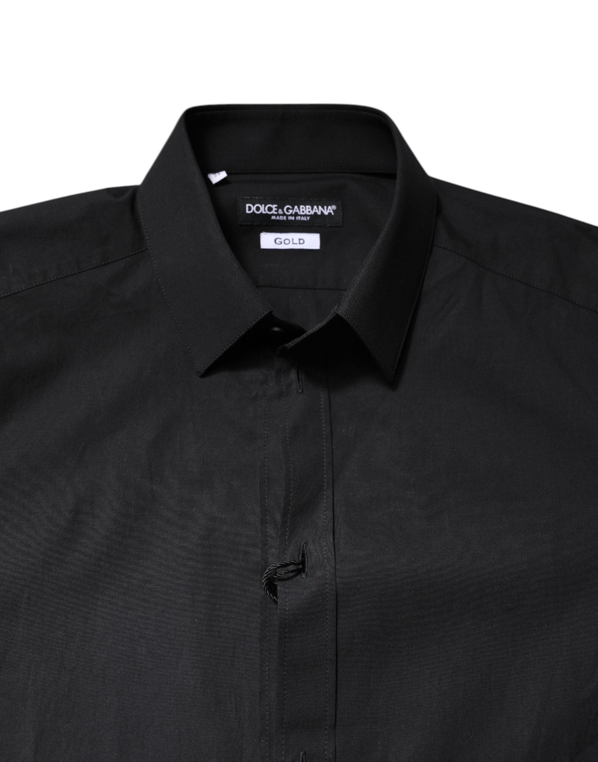 Dolce & Gabbana Schwarzes GOLDENES formelles Baumwollhemd