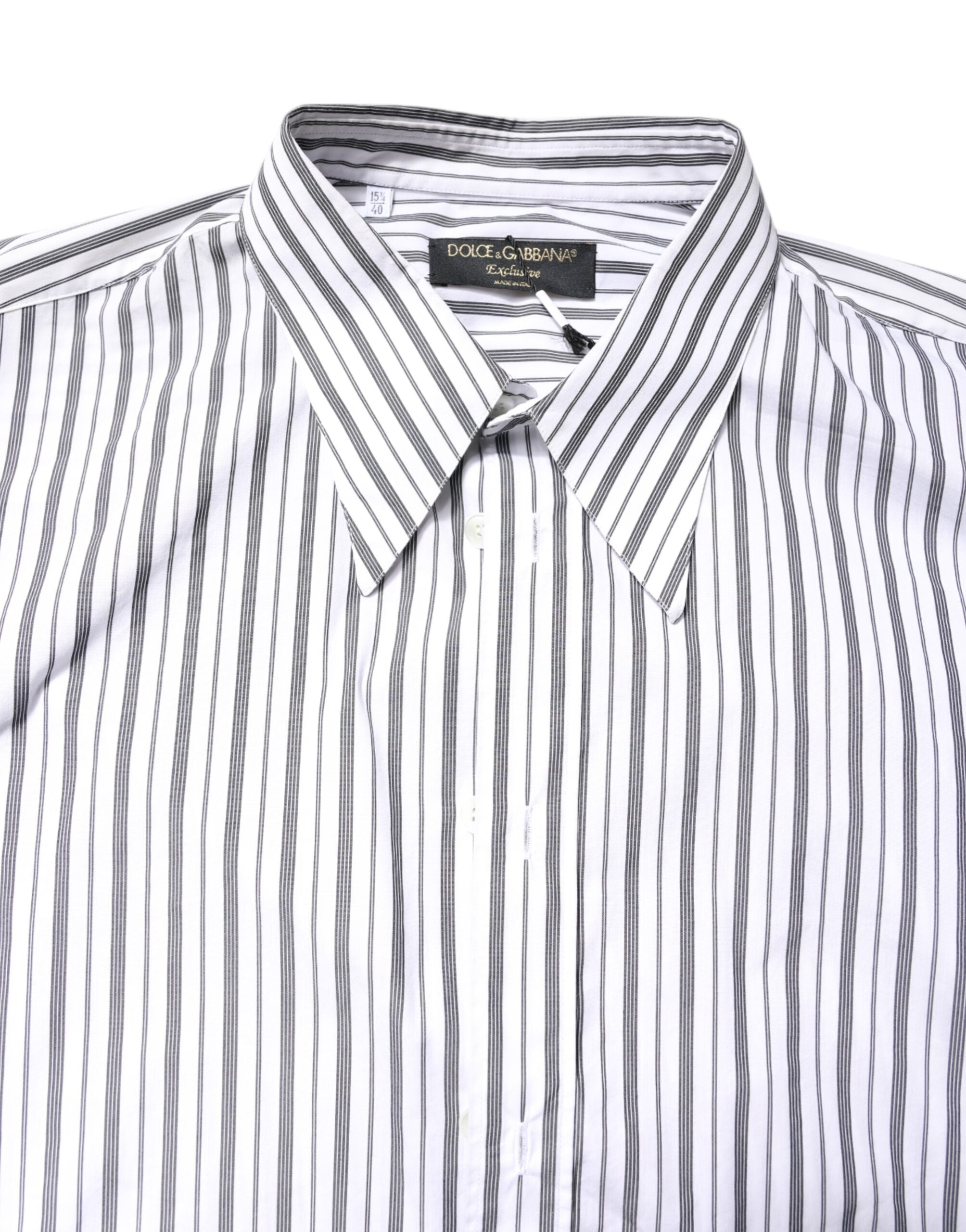 Dolce & Gabbana – Freizeithemd mit Button-Down-Kragen und weißen und schwarzen Streifen