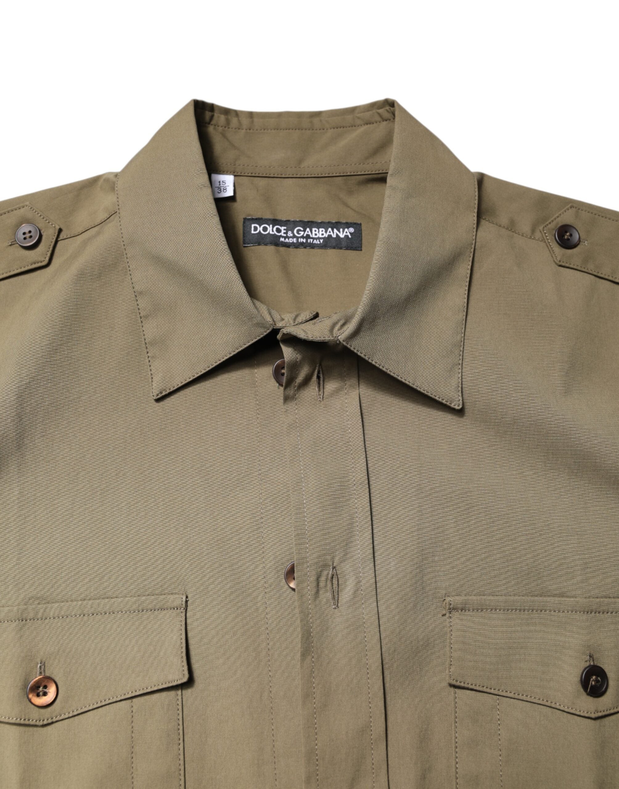 Dolce & Gabbana – Lässiges Langarmhemd aus brauner Stretch-Baumwolle