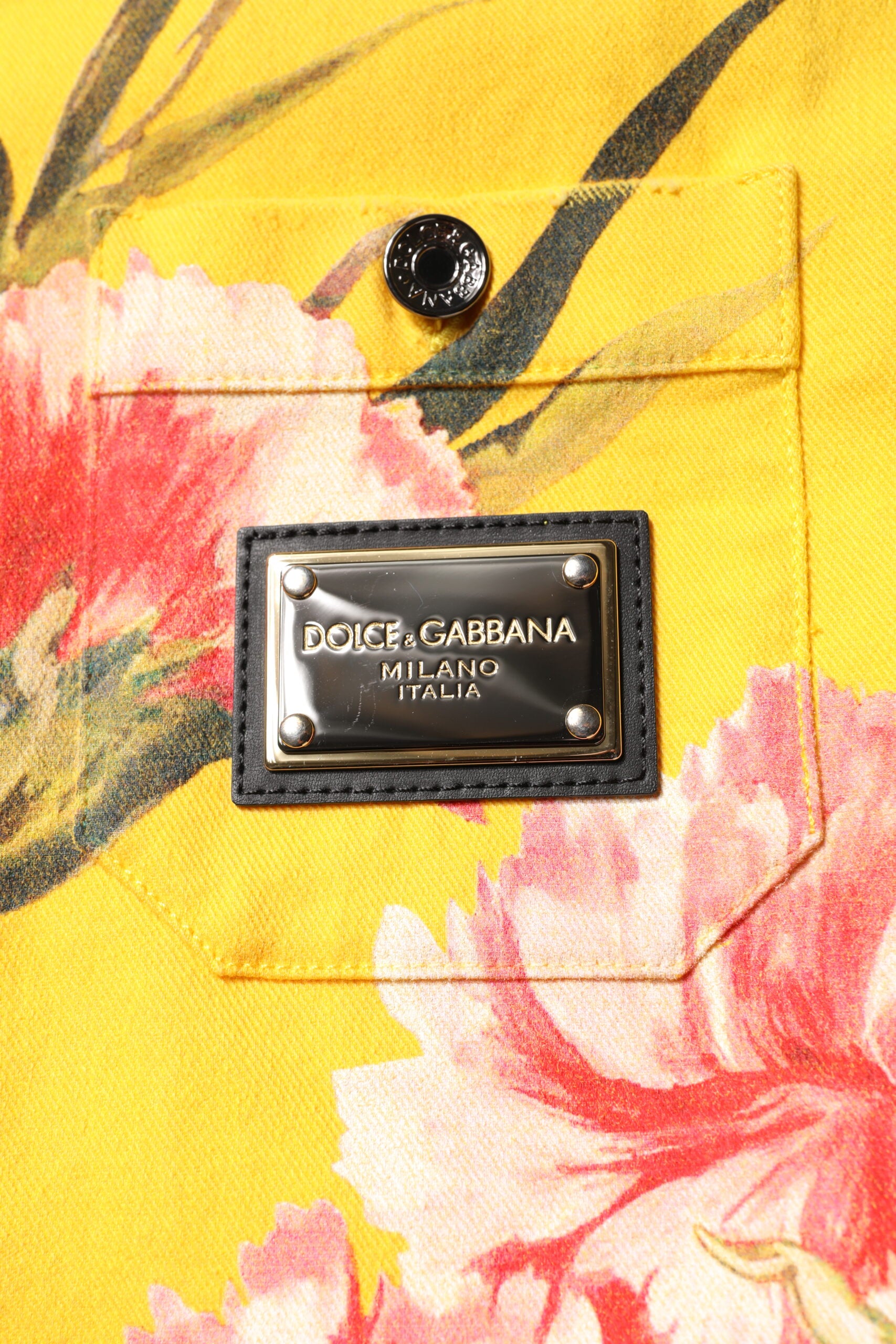 Dolce & Gabbana Gelbes Blumenhemd für Herren mit Button-Down-Kragen