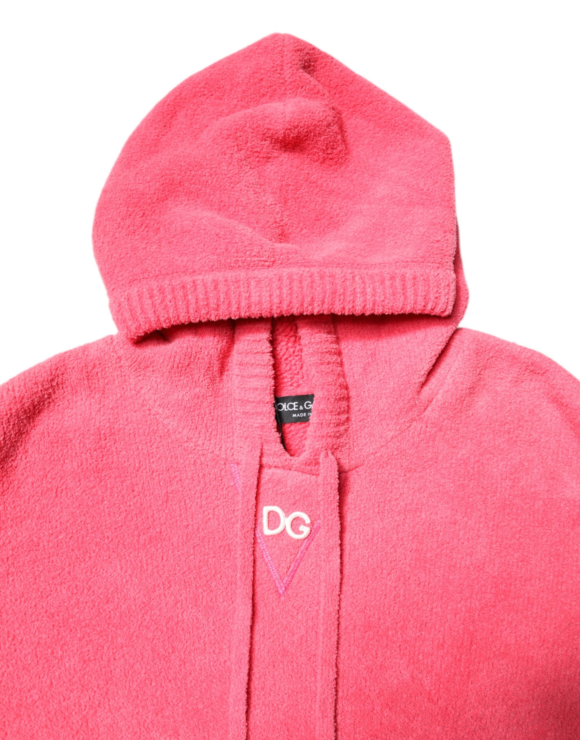 Pulover Dolce & Gabbana cu glugă din tricot roșu din bumbac pentru bărbați