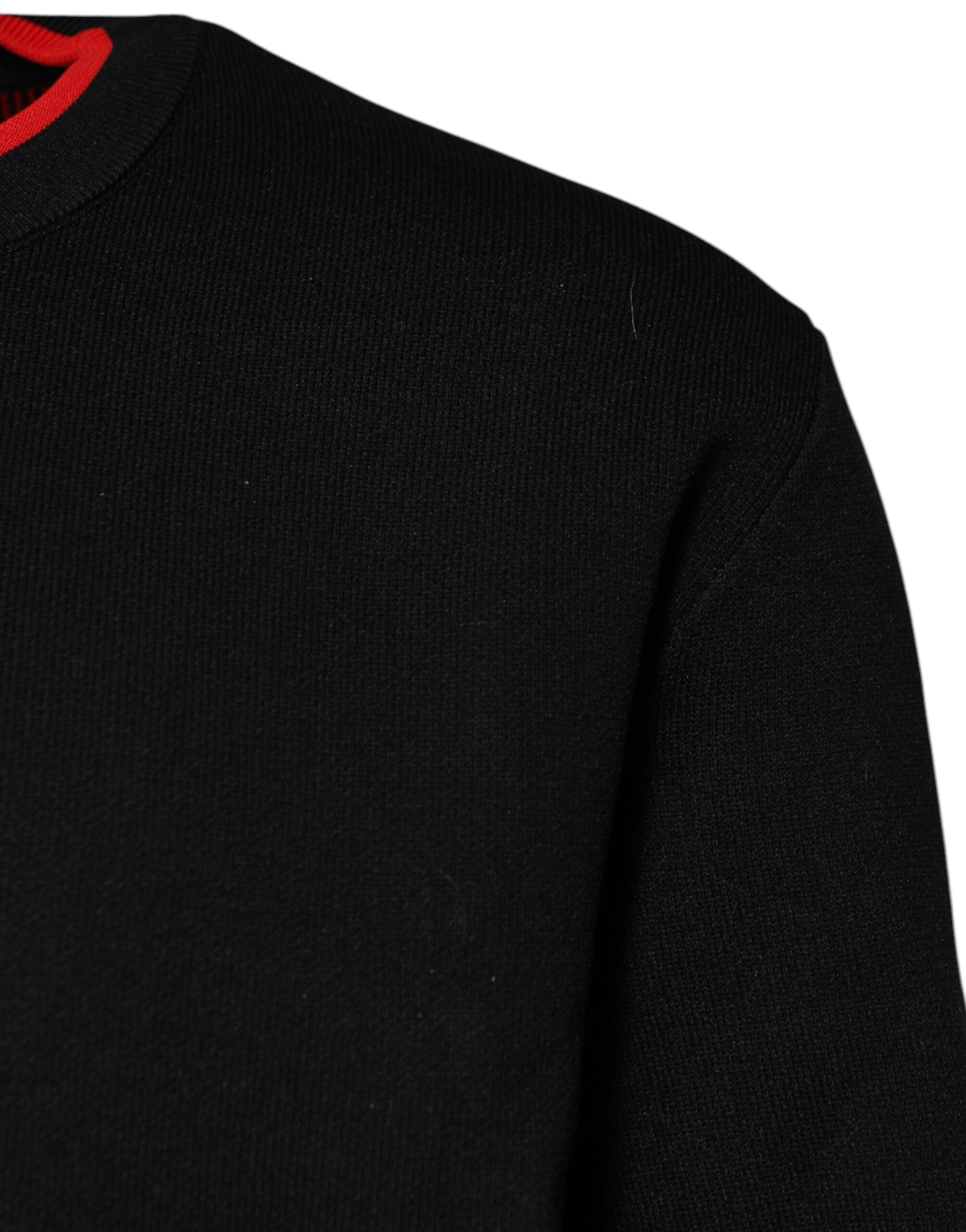 Pulover Dolce & Gabbana negru din nailon DGLogo tricotat pentru bărbați