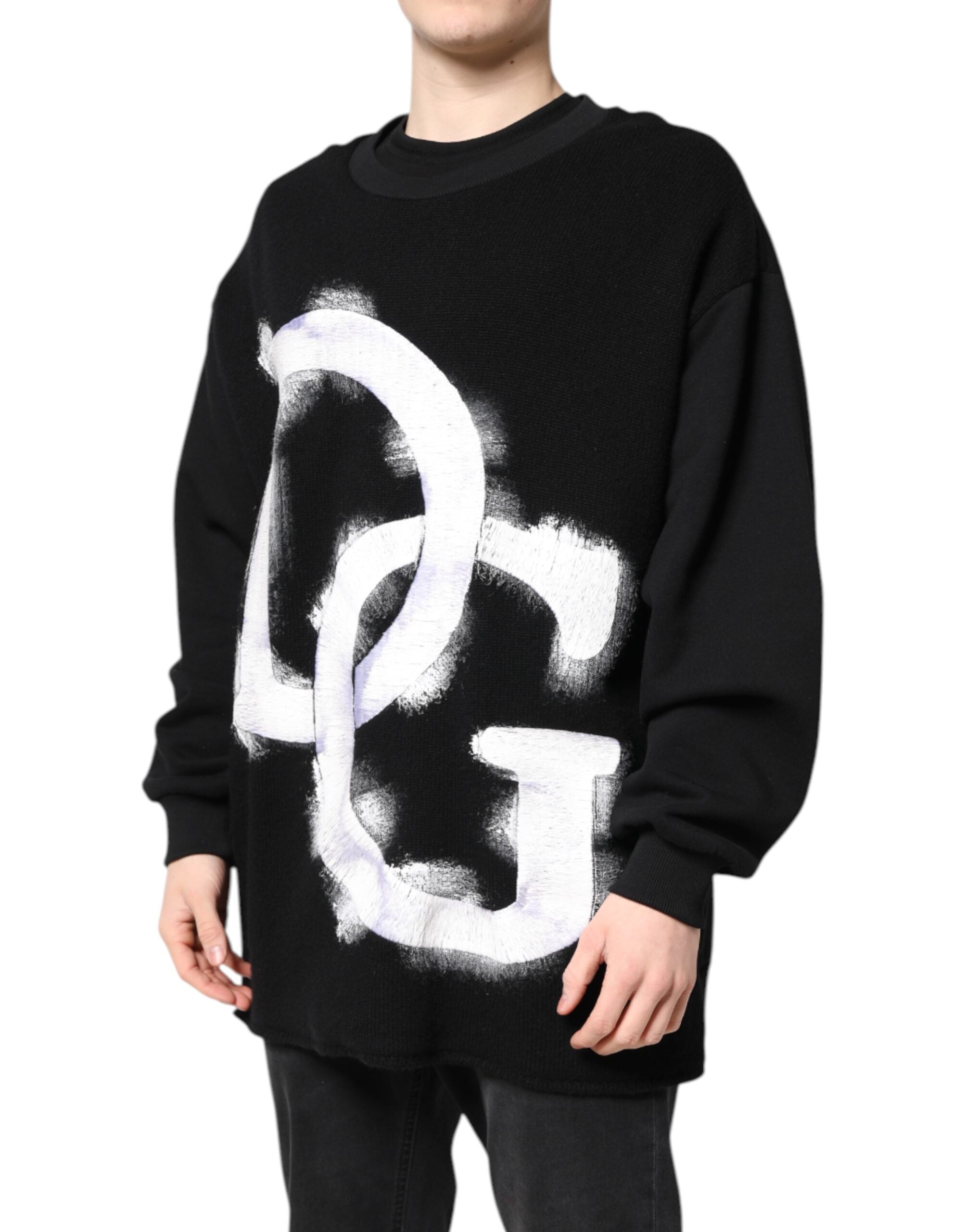 Pulover Dolce & Gabbana Negru din Bumbac cu Logo pentru Bărbați