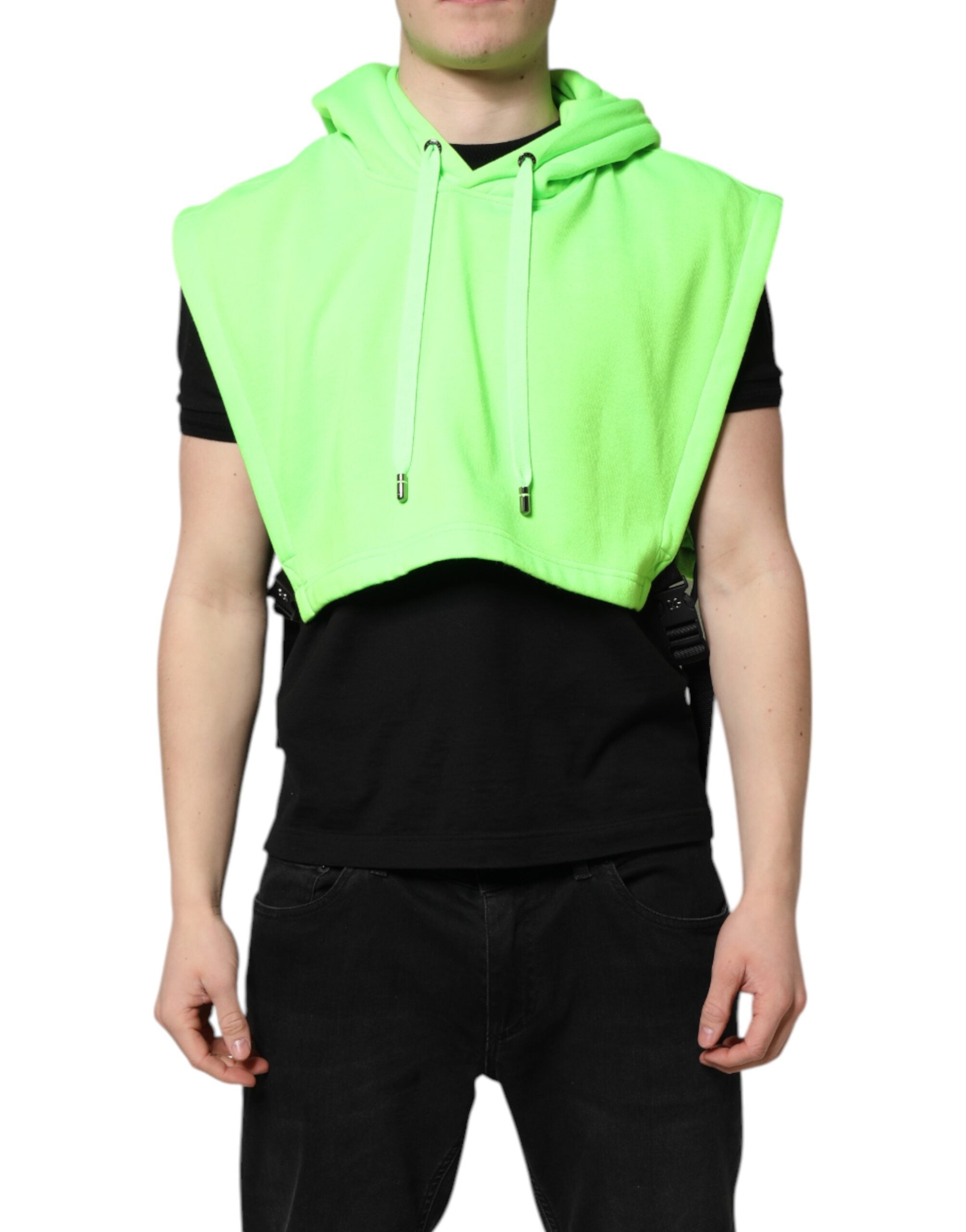 Pulover sport cu glugă din poliester verde Dolce & Gabbana