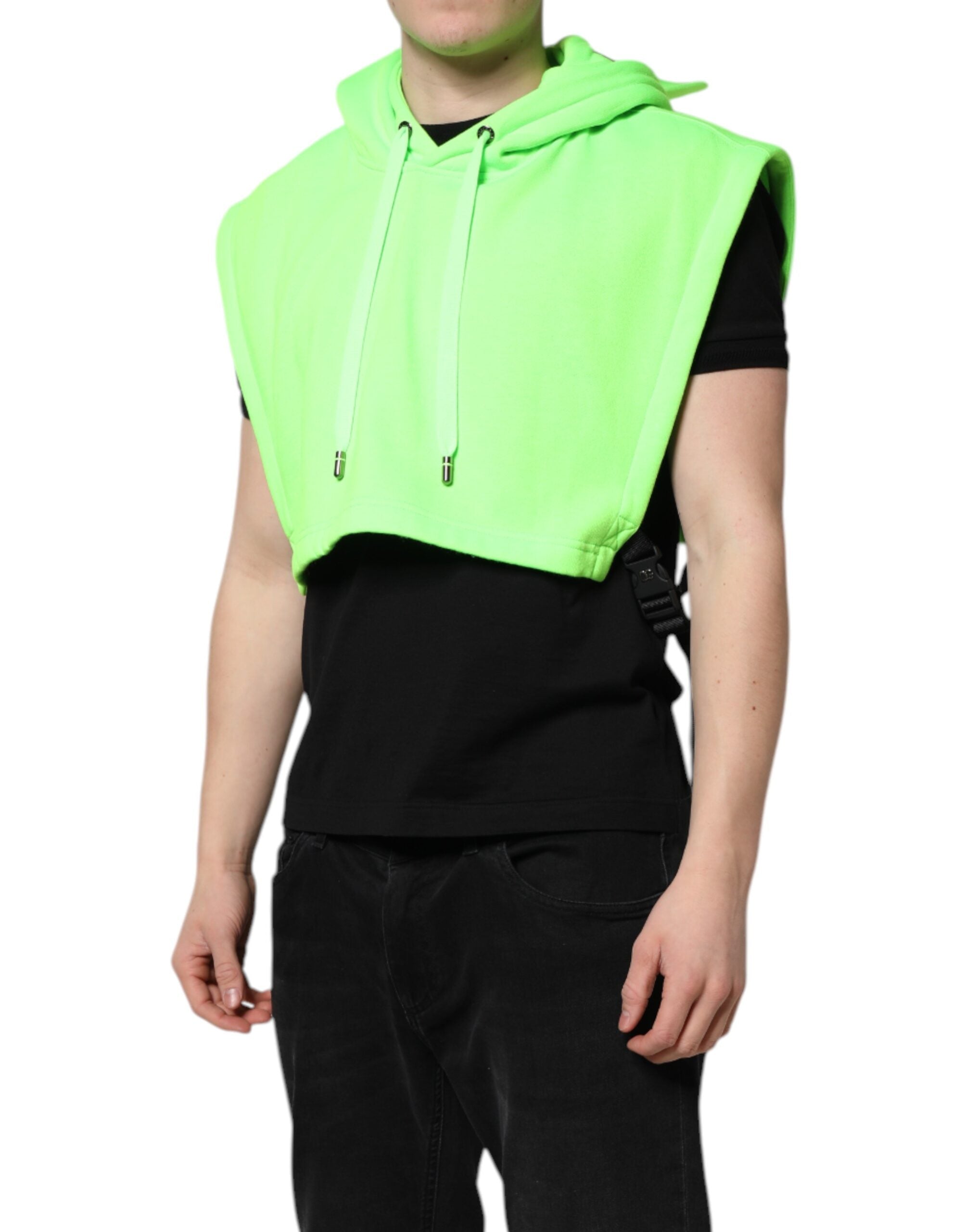 Pulover sport cu glugă din poliester verde Dolce & Gabbana
