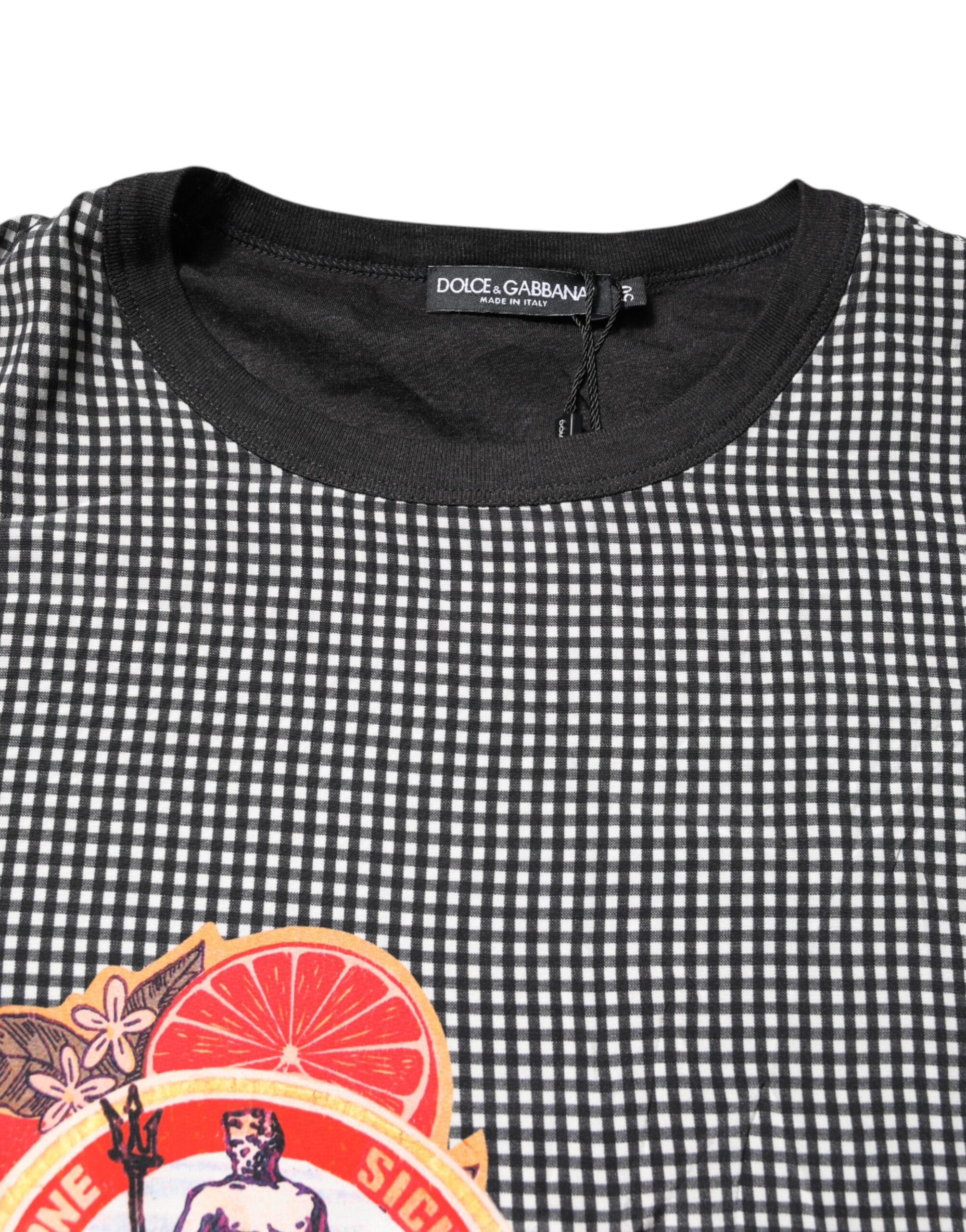 Tricou Dolce & Gabbana negru cu mânecă scurtă și imprimeu grafic