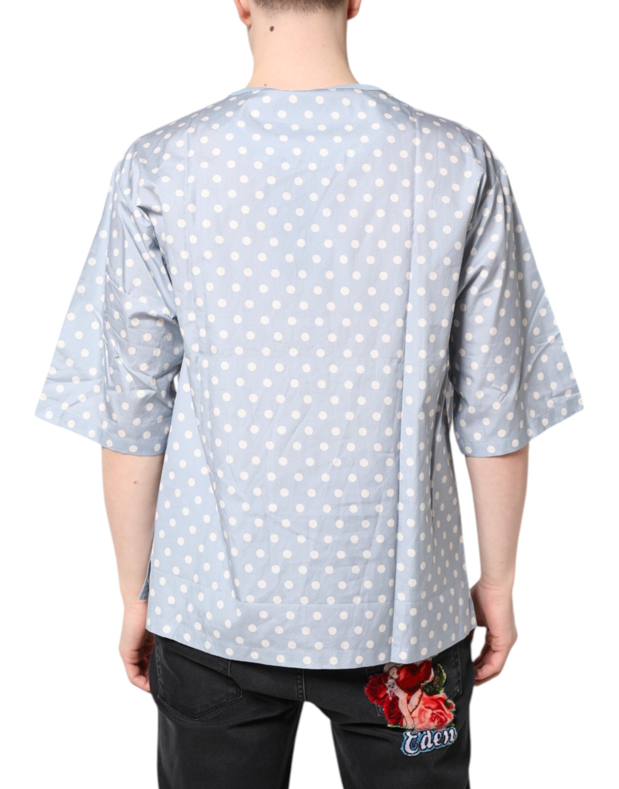 Tricou Dolce & Gabbana albastru deschis cu mânecă scurtă și imprimeu grafic