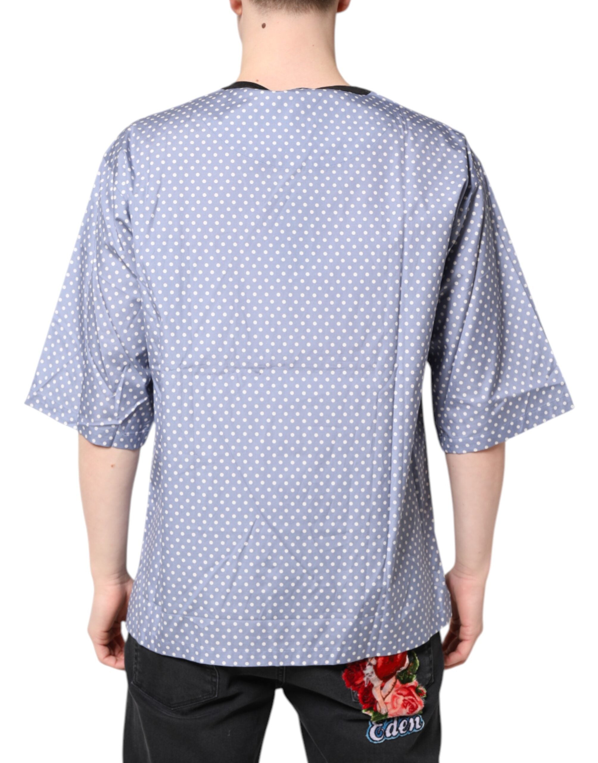 Tricou Dolce & Gabbana albastru deschis cu mânecă scurtă și imprimeu grafic