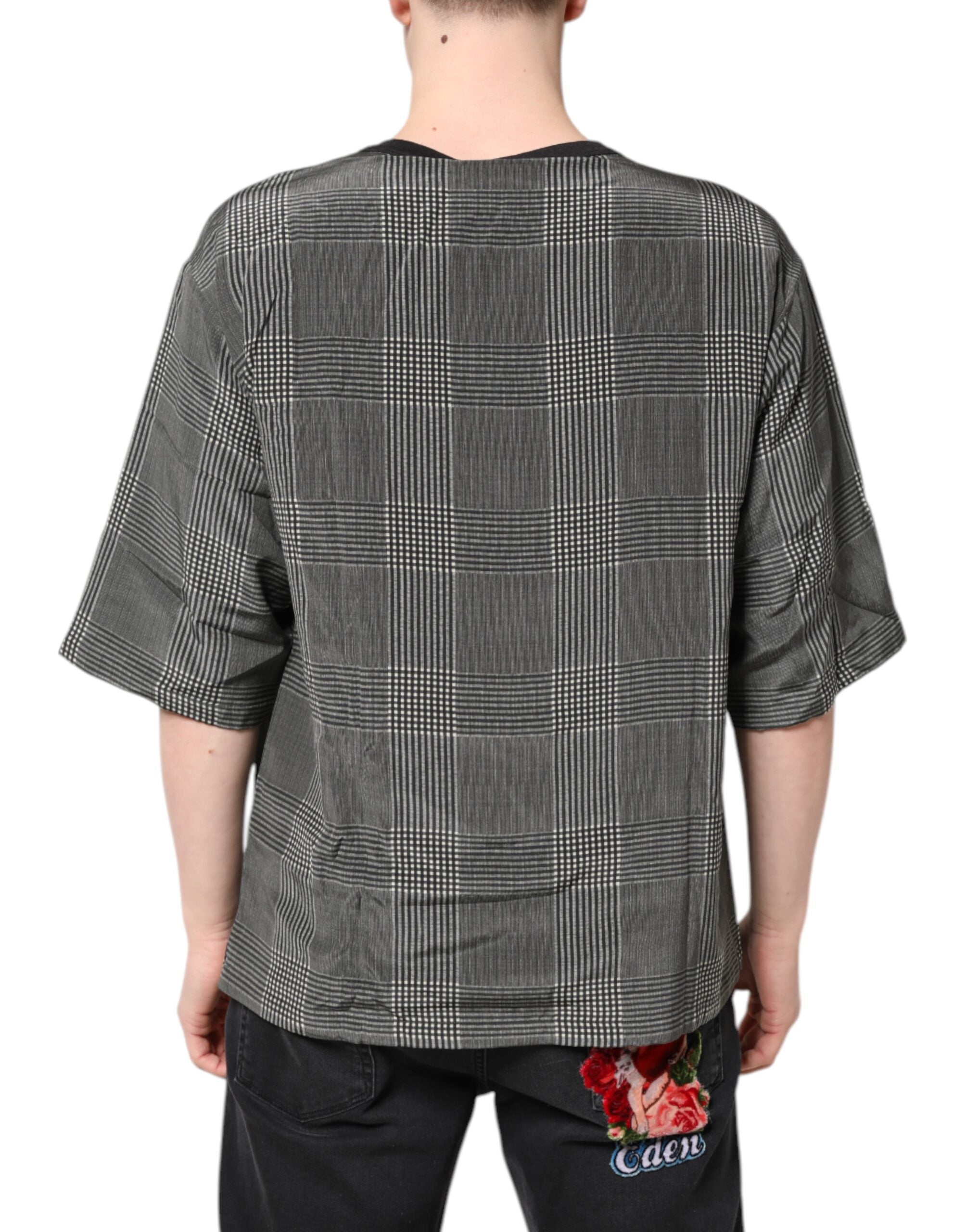 Tricou Dolce & Gabbana cu mânecă scurtă și imprimeu grafic alb-negru