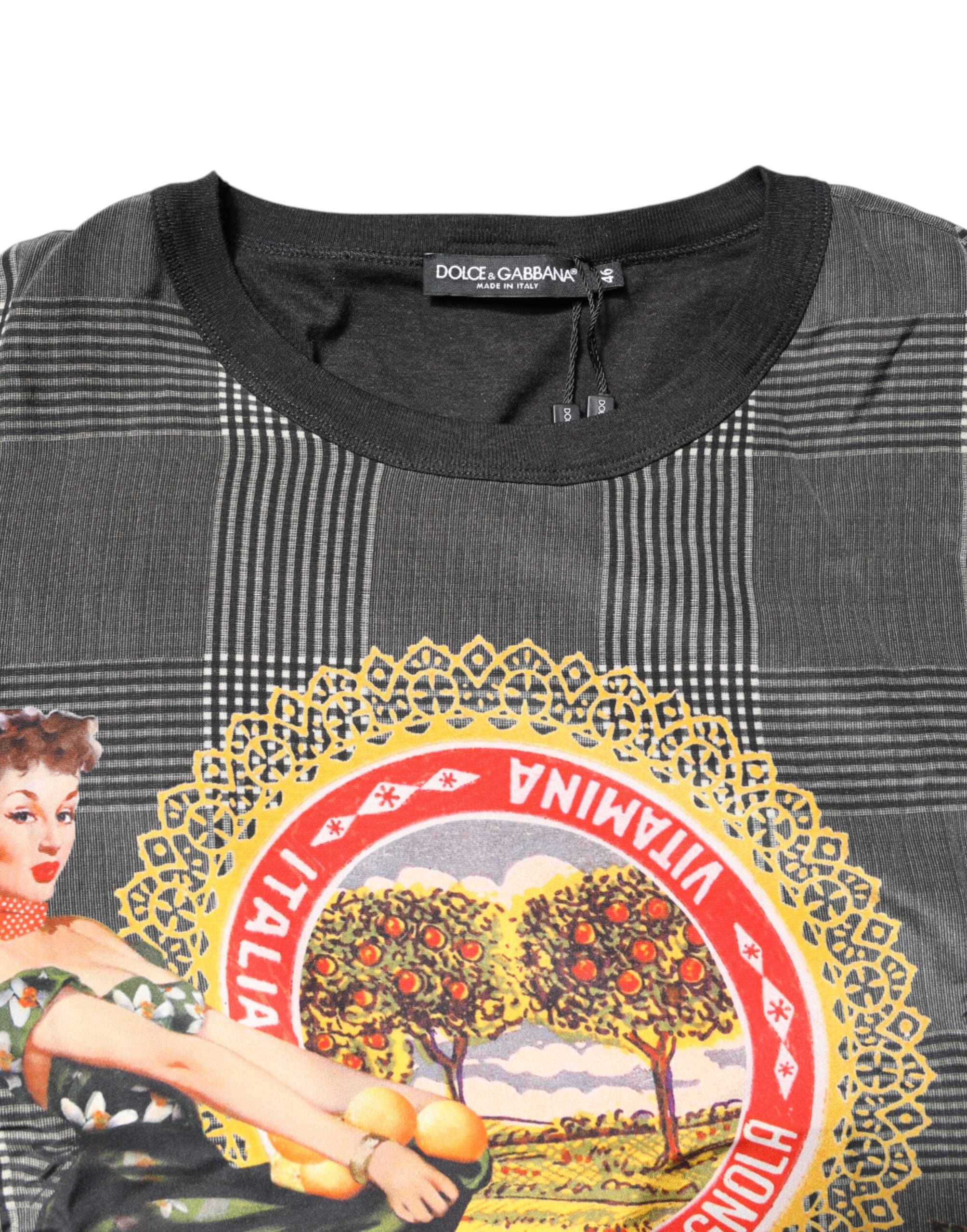 Tricou Dolce & Gabbana cu mânecă scurtă și imprimeu grafic alb-negru