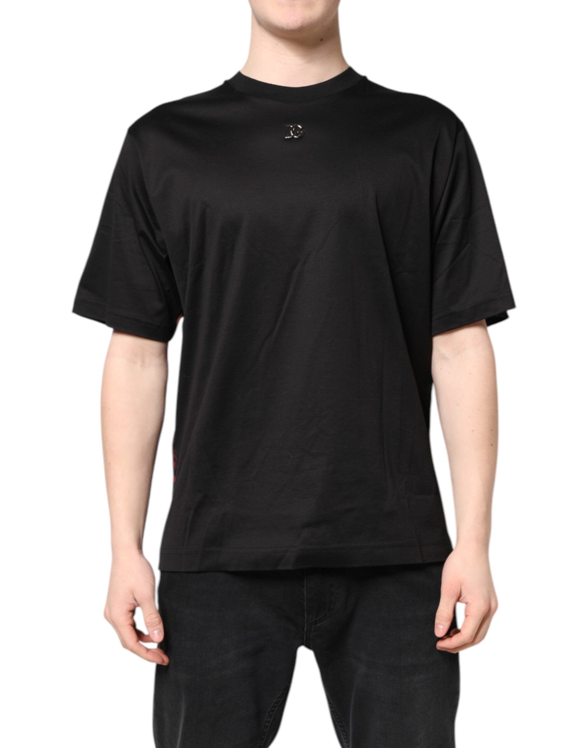 Tricou Dolce & Gabbana cu mânecă scurtă și imprimeu grafic negru la spate