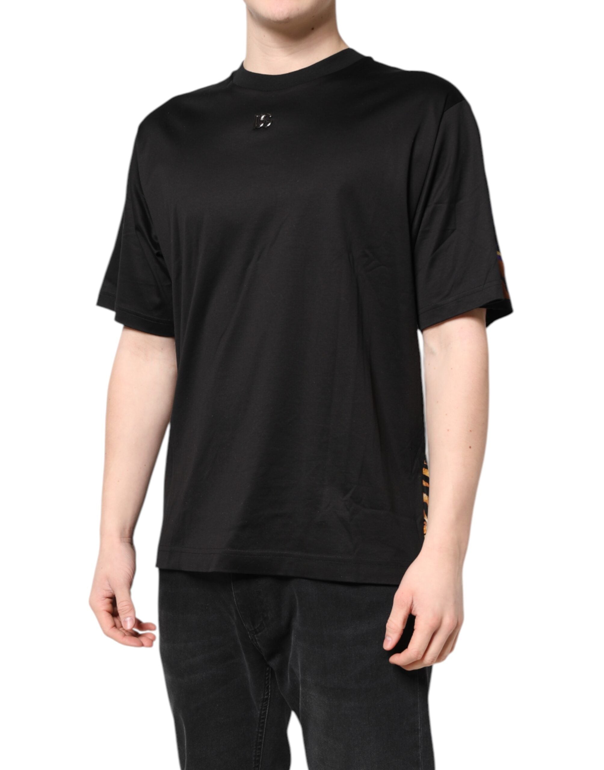 Tricou Dolce & Gabbana cu mânecă scurtă și imprimeu grafic negru la spate