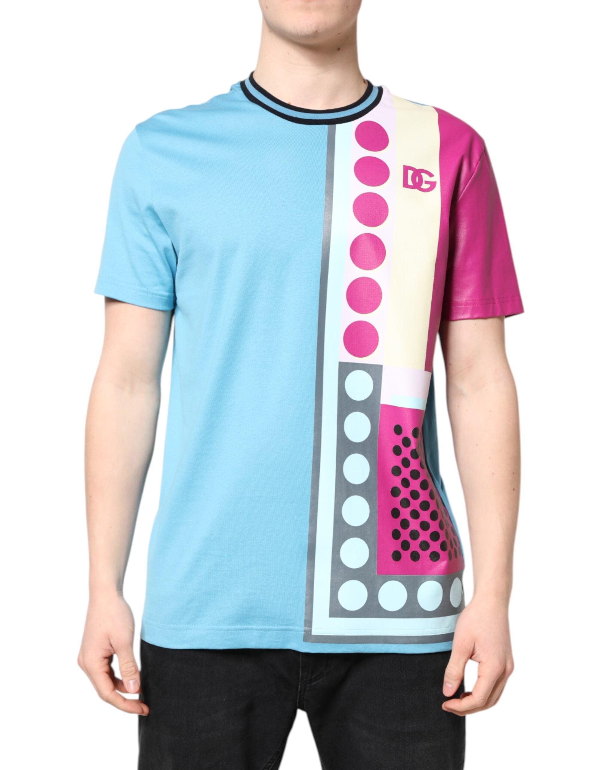 Tricou Dolce & Gabbana cu mânecă scurtă și logo imprimat multicolor